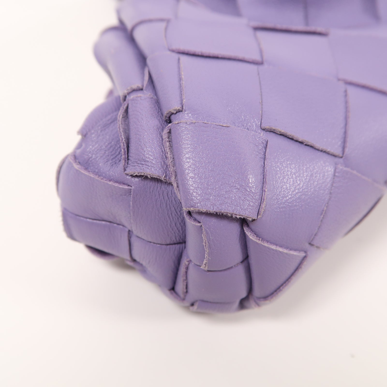 BOTTEGA VENETA 【激減優惠】織紋皮革Pouch Shoulder銀扣肩背袋紫色