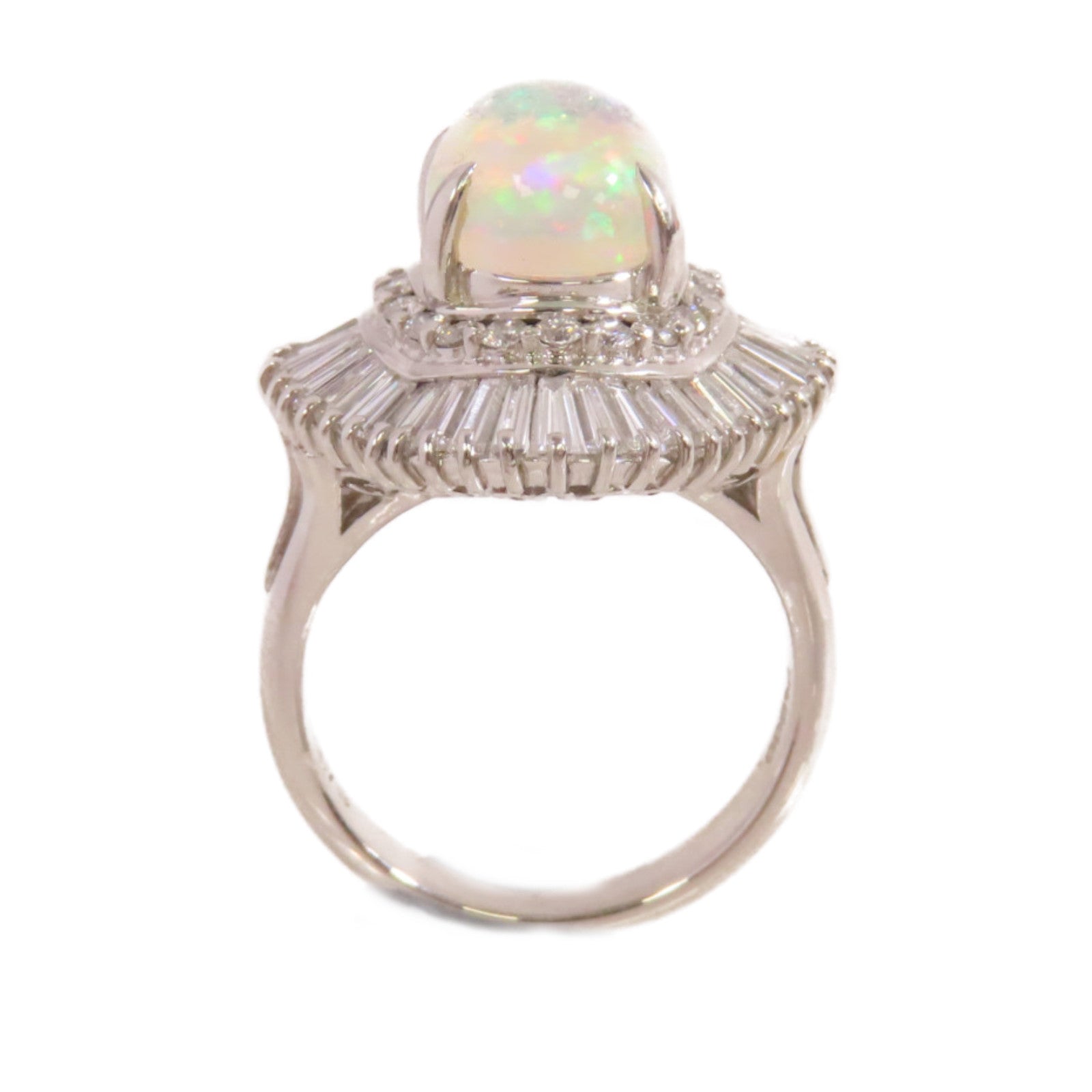 JEWELRY PT900鉑金/2.79ct蛋白石/1.73ct鑚石Opal Diamond Ring戒指US#6.25