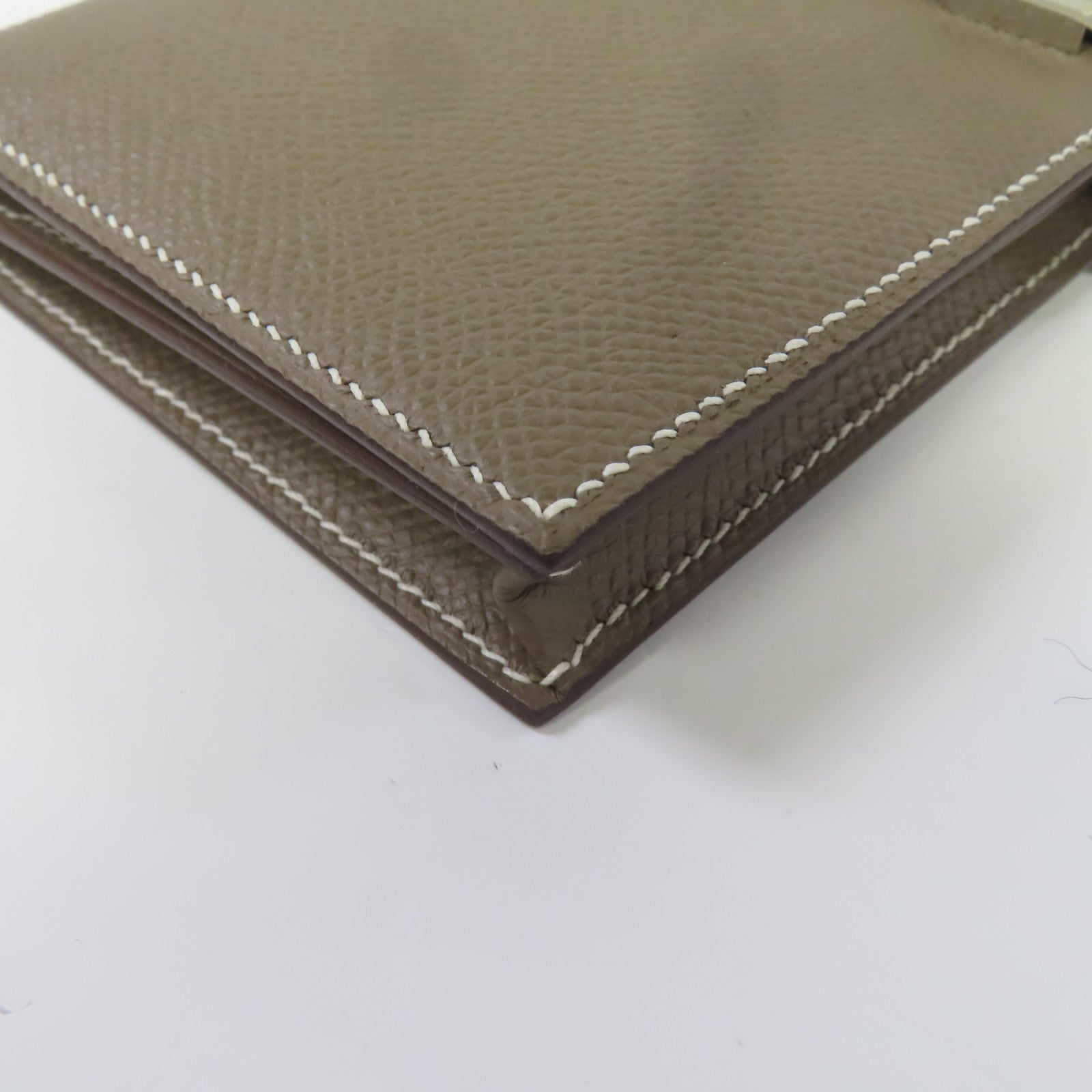 HERMES Epsom皮革Bearn Long Wallet銀扣雙摺長錢包大象灰色