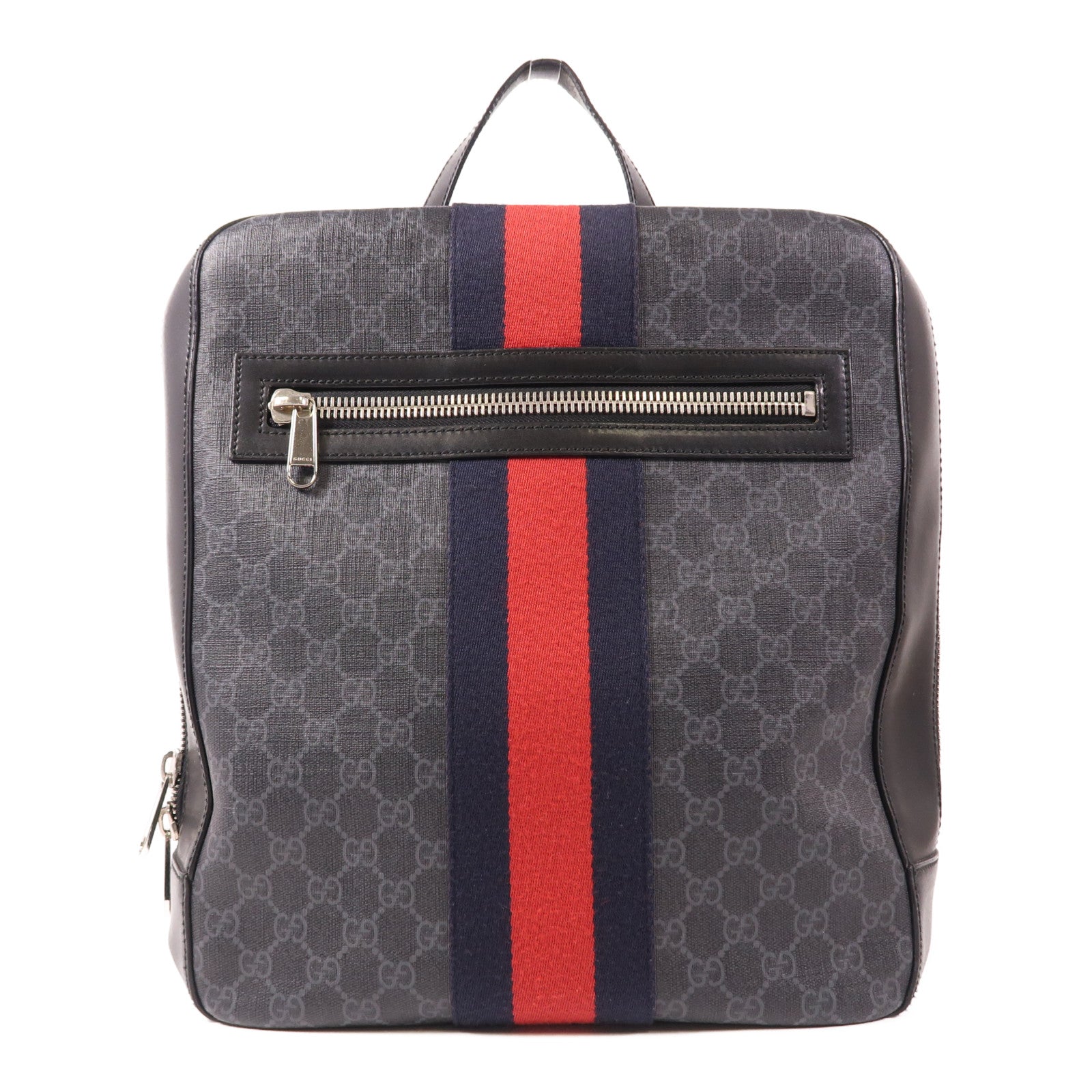 GUCCI 塗層帆布Backpack銀扣背包