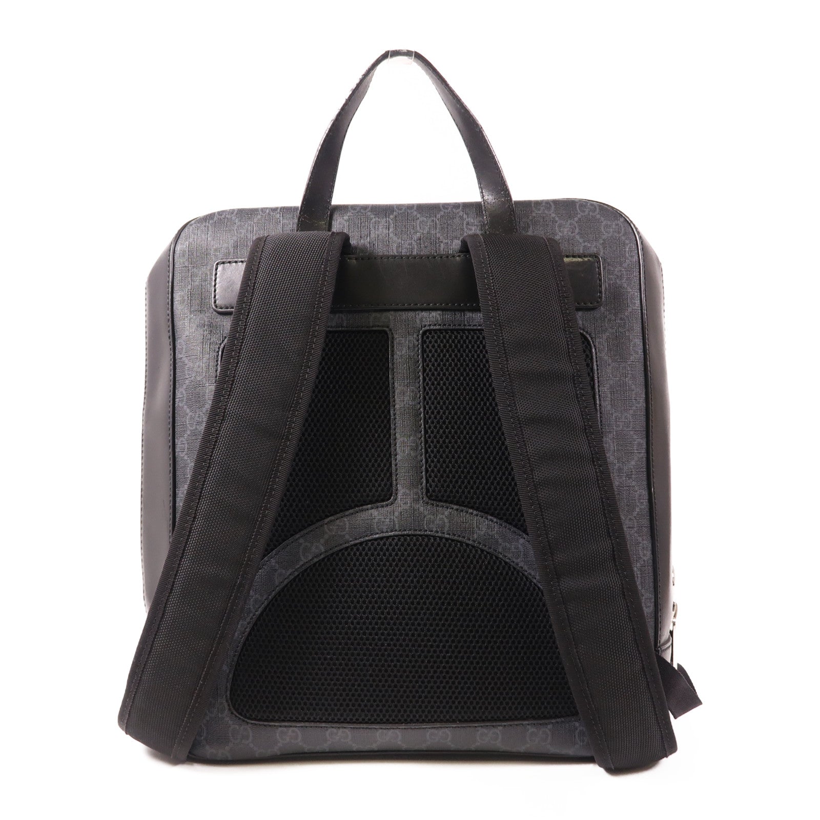 GUCCI 塗層帆布Backpack銀扣背包