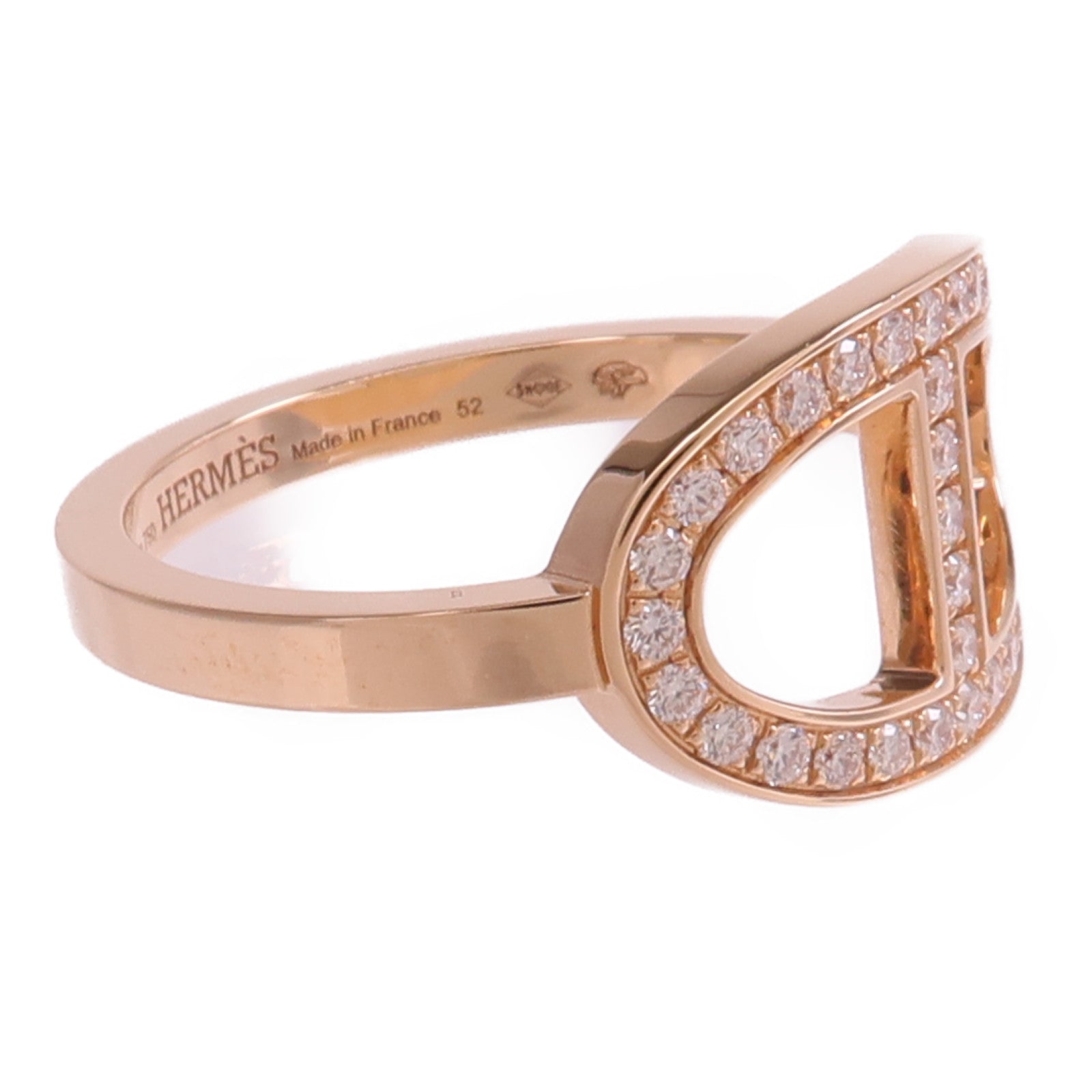 HERMES 18K玫瑰金Chaine d'ancre Contour鑽石戒指