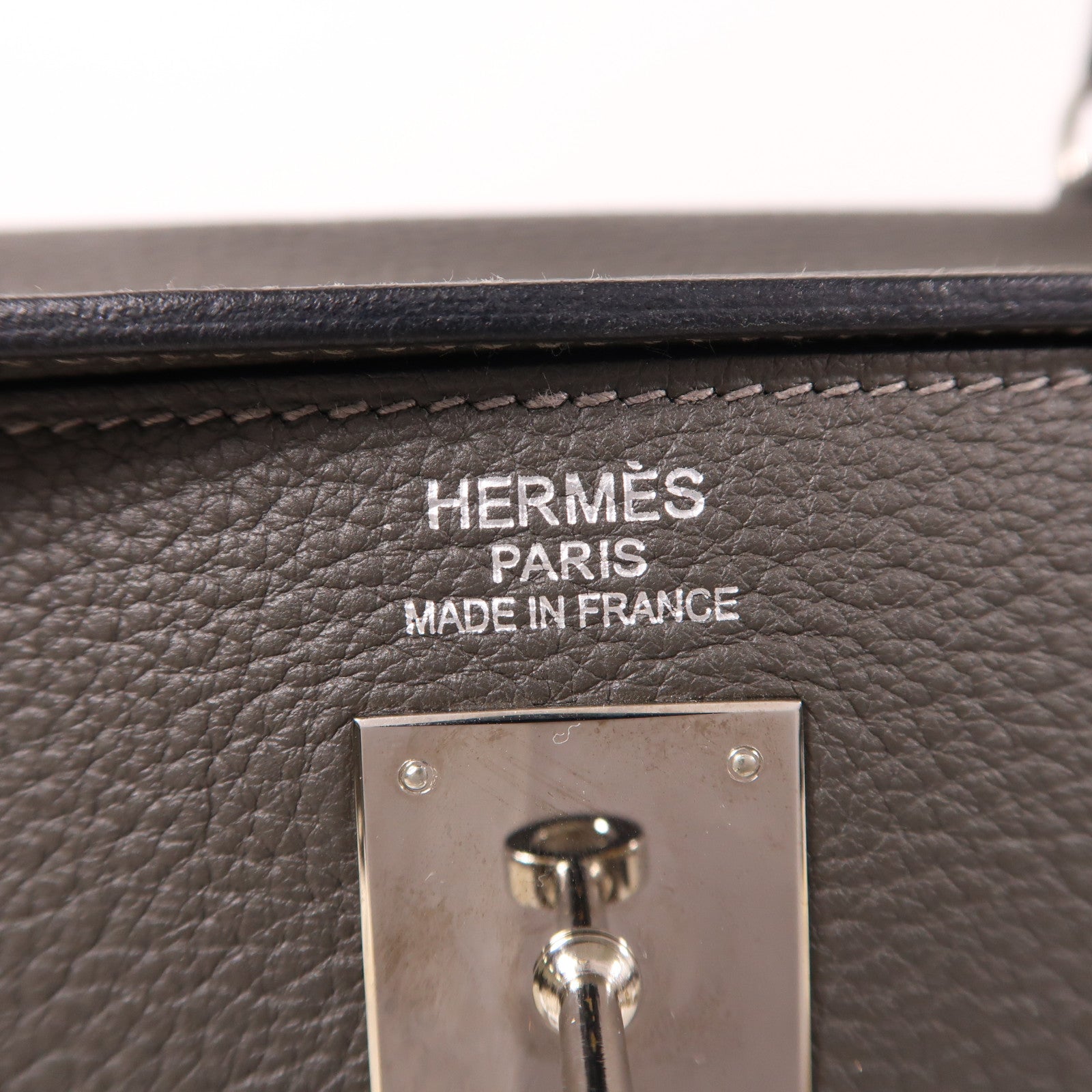 HERMES Clemence皮革Kelly 35銀扣手挽肩背兩用袋石墨灰色
