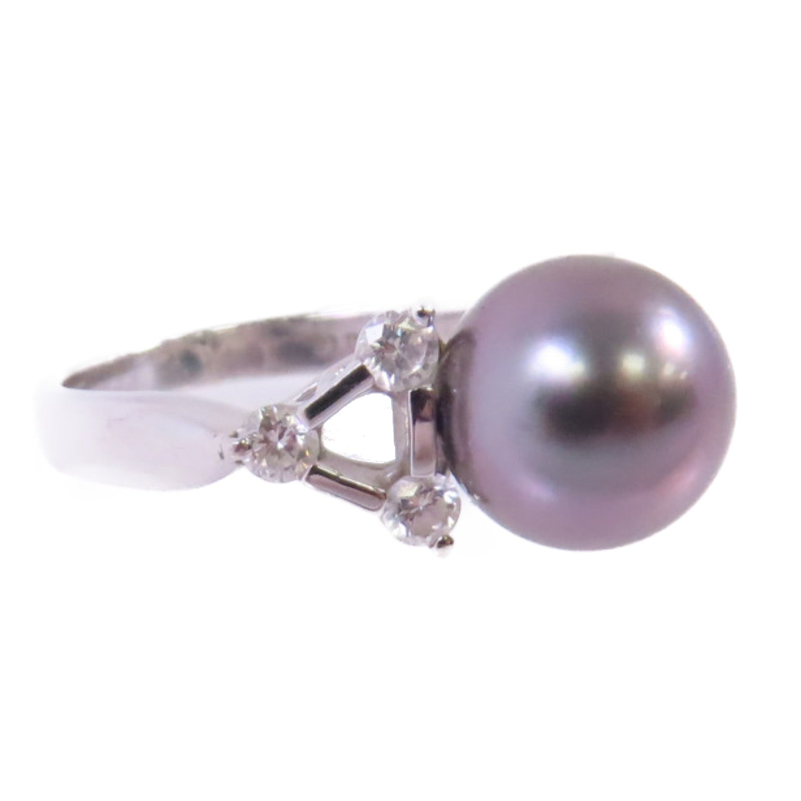 JEWELRY 18K白金Pearl/Diamond Ring珍珠/0.31ct鑽石戒指US#5