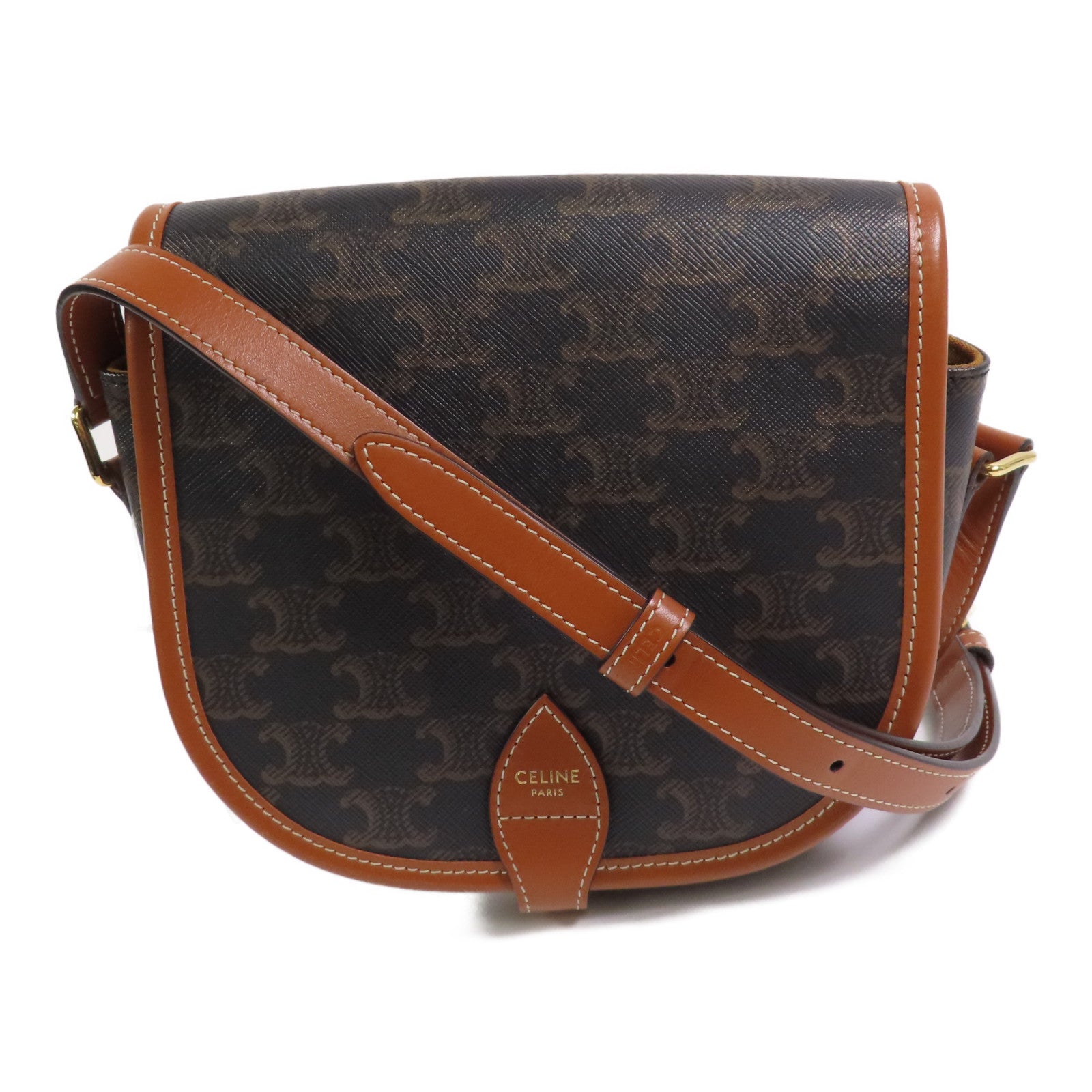 CELINE Trionphe帆布Folco金扣肩背袋