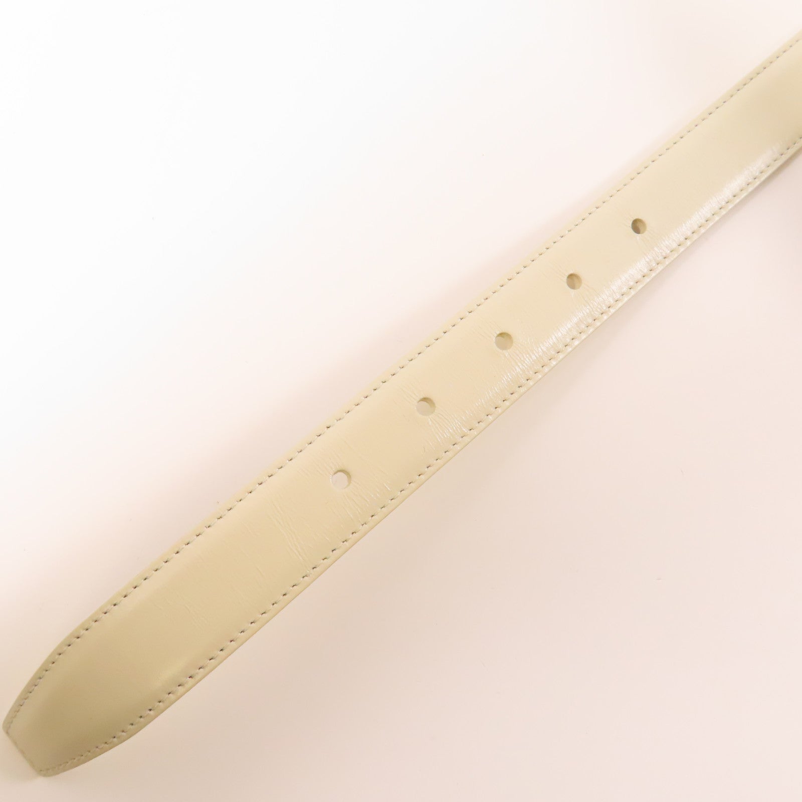 CELINE 牛皮皮革Belt金扣皮帶白色