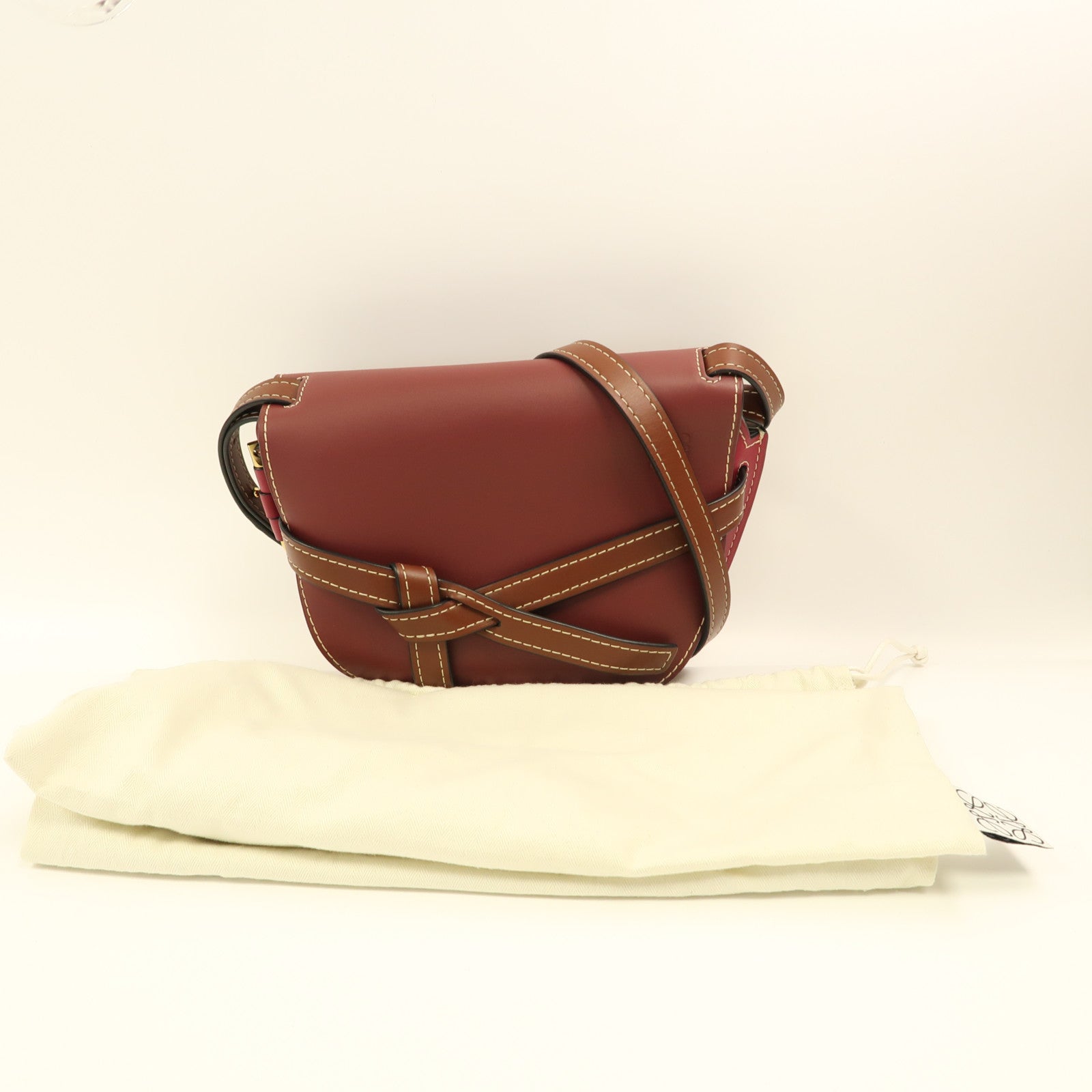 LOEWE 牛皮皮革Gate Small金扣肩背袋紅色
