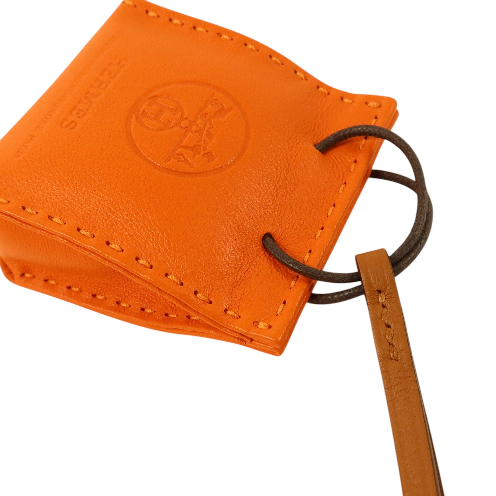 HERMES Milo皮革Sac Orange Bag Charm掛飾