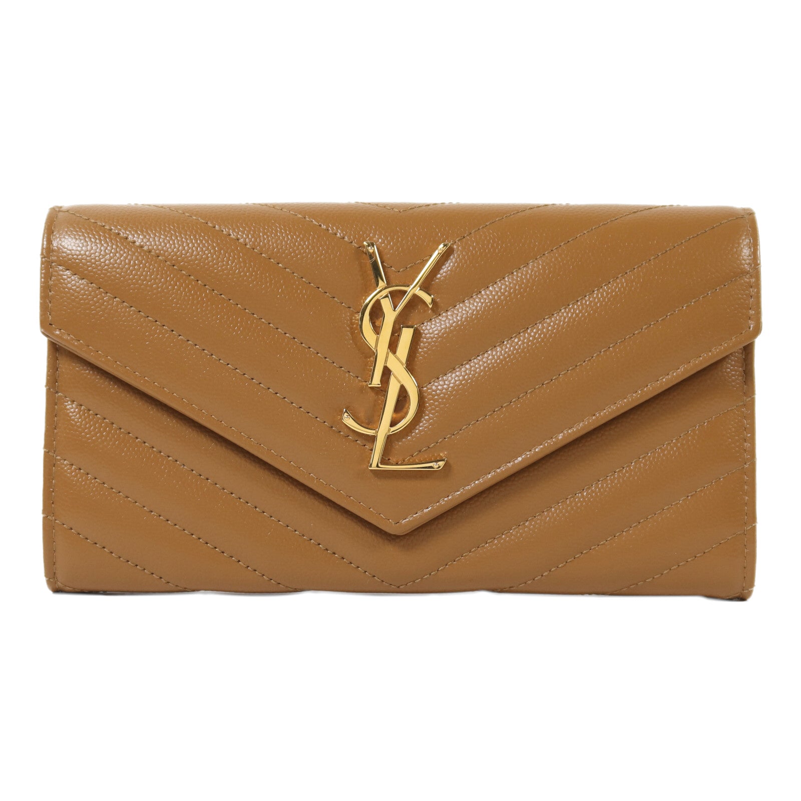 SAINT LAURENT 【激減優惠】牛皮皮革Large Flap Wallet金扣長錢包