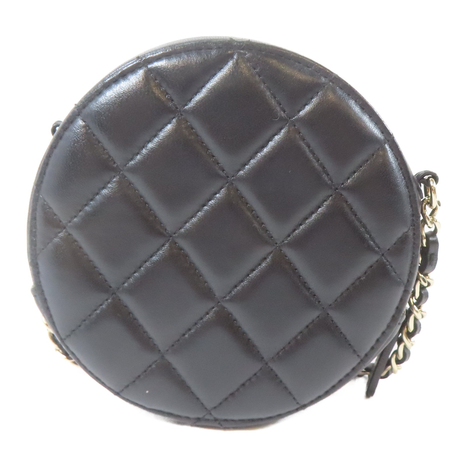 CHANEL 菱格羊皮皮革Chain Shoulder Bag金扣鏈帶肩背袋黑色