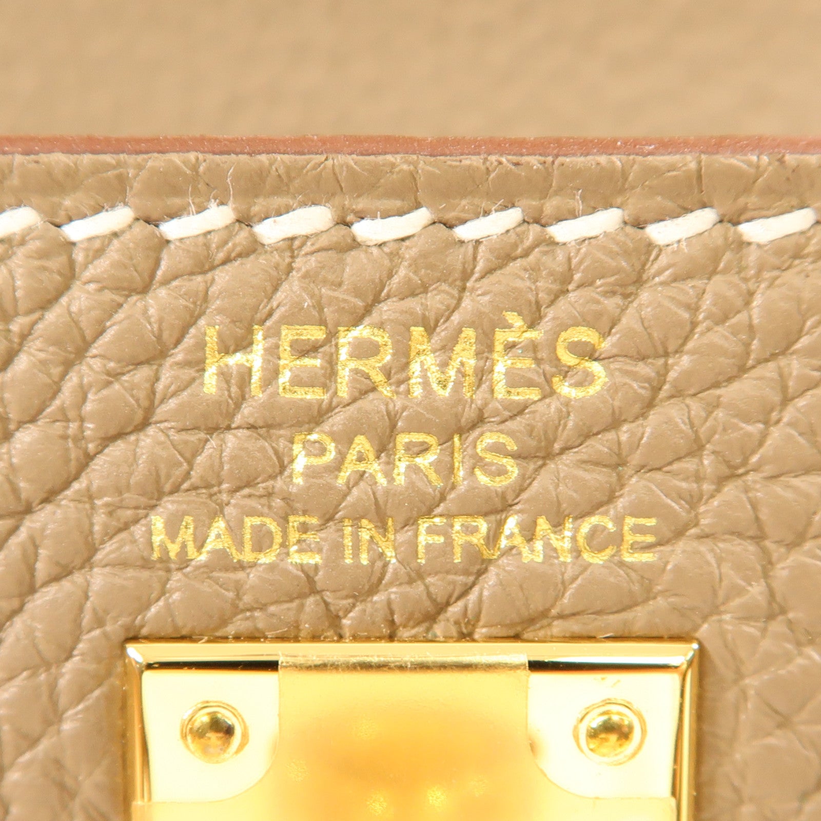 HERMES Celemence皮革Kelly 25金扣手挽肩背兩用袋Etoupe