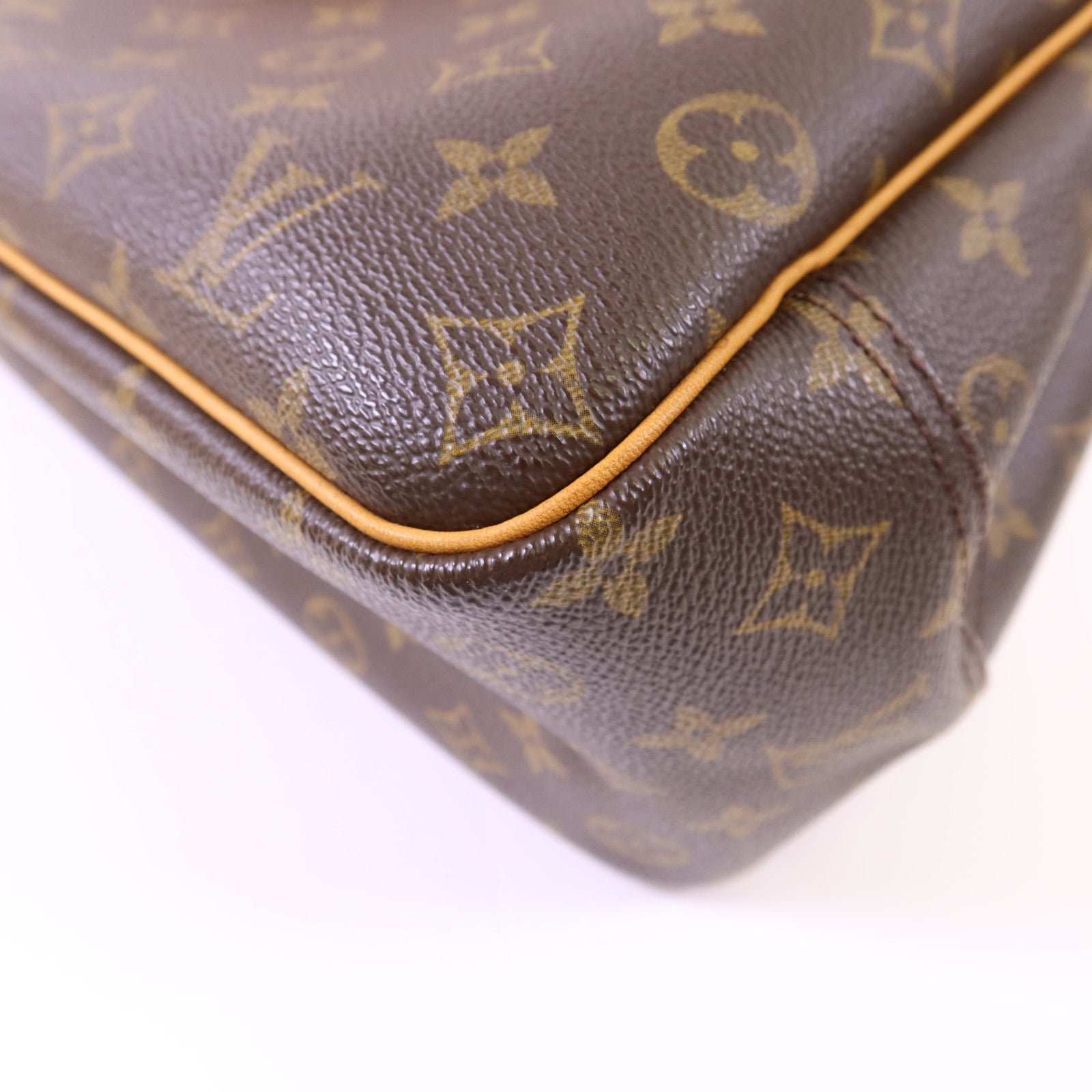 LOUIS VUITTON Monogram Deauville金扣手挽袋棕色
