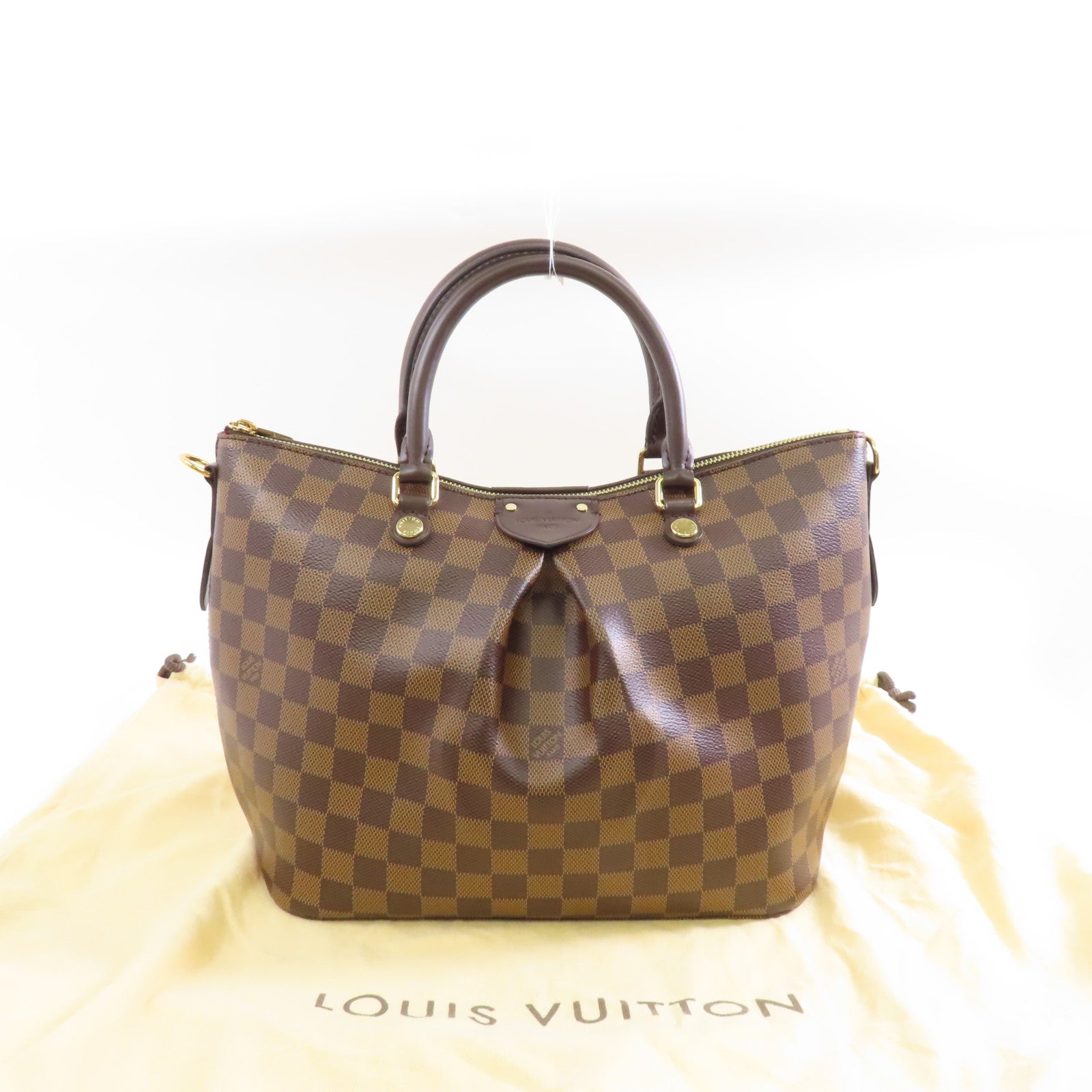 LOUIS VUITTON Damier Siena MM金扣肩背袋棕色