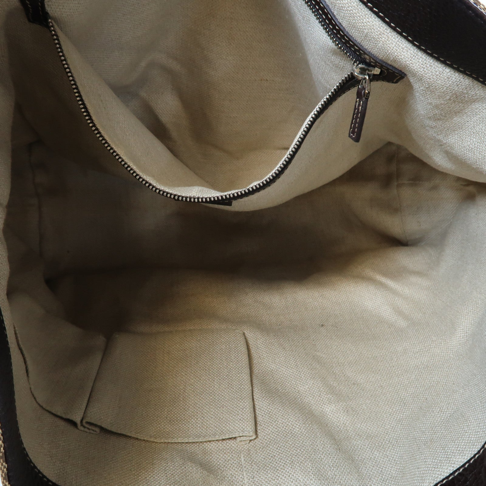 GUCCI 【激減優惠】帆布/皮革Tote Bag銀扣肩背袋啡色