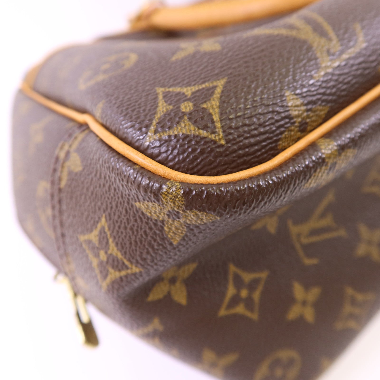 LOUIS VUITTON Monogram Deauville金扣手挽袋棕色