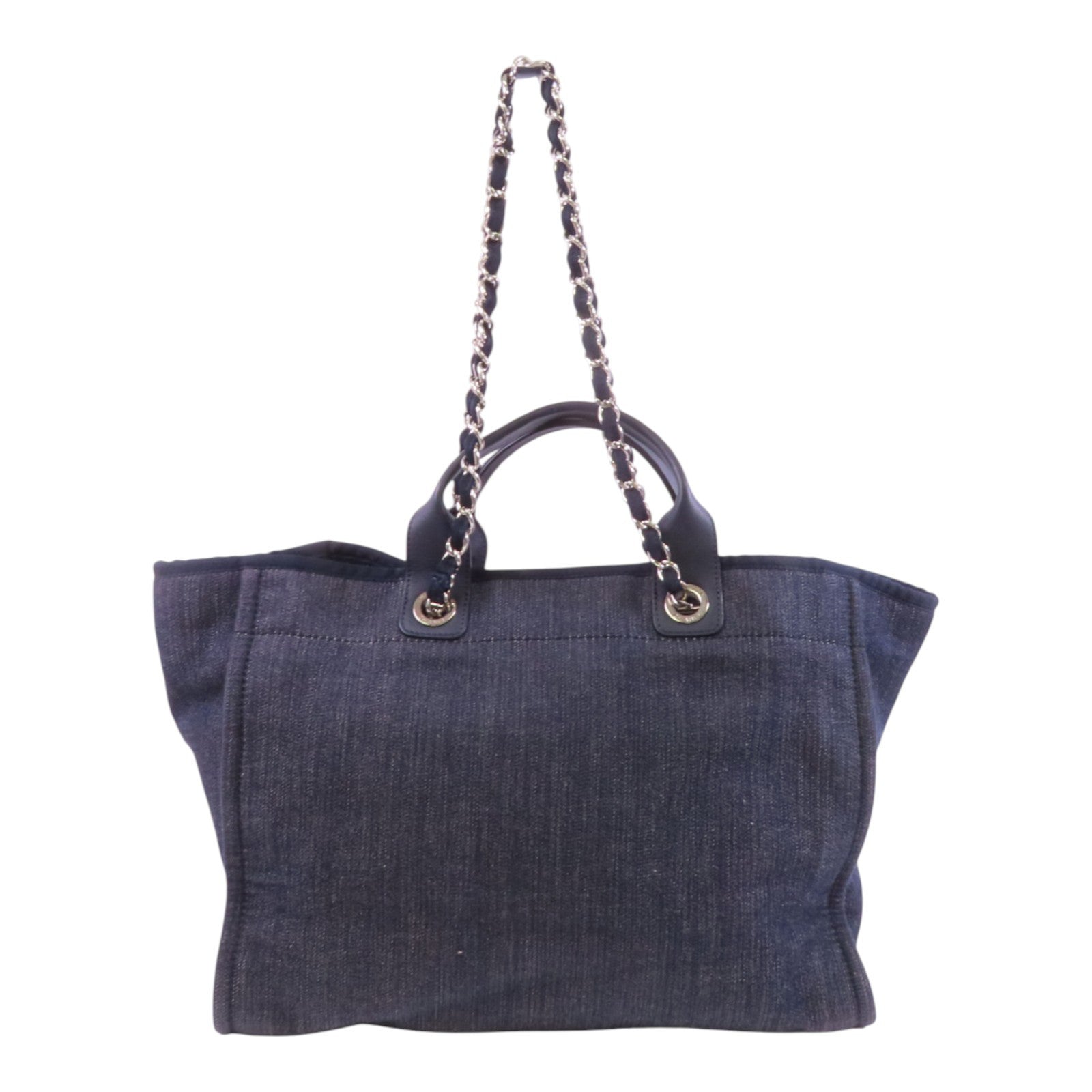 CHANEL 牛仔布Deauville Tote銀扣手挽肩背兩用袋