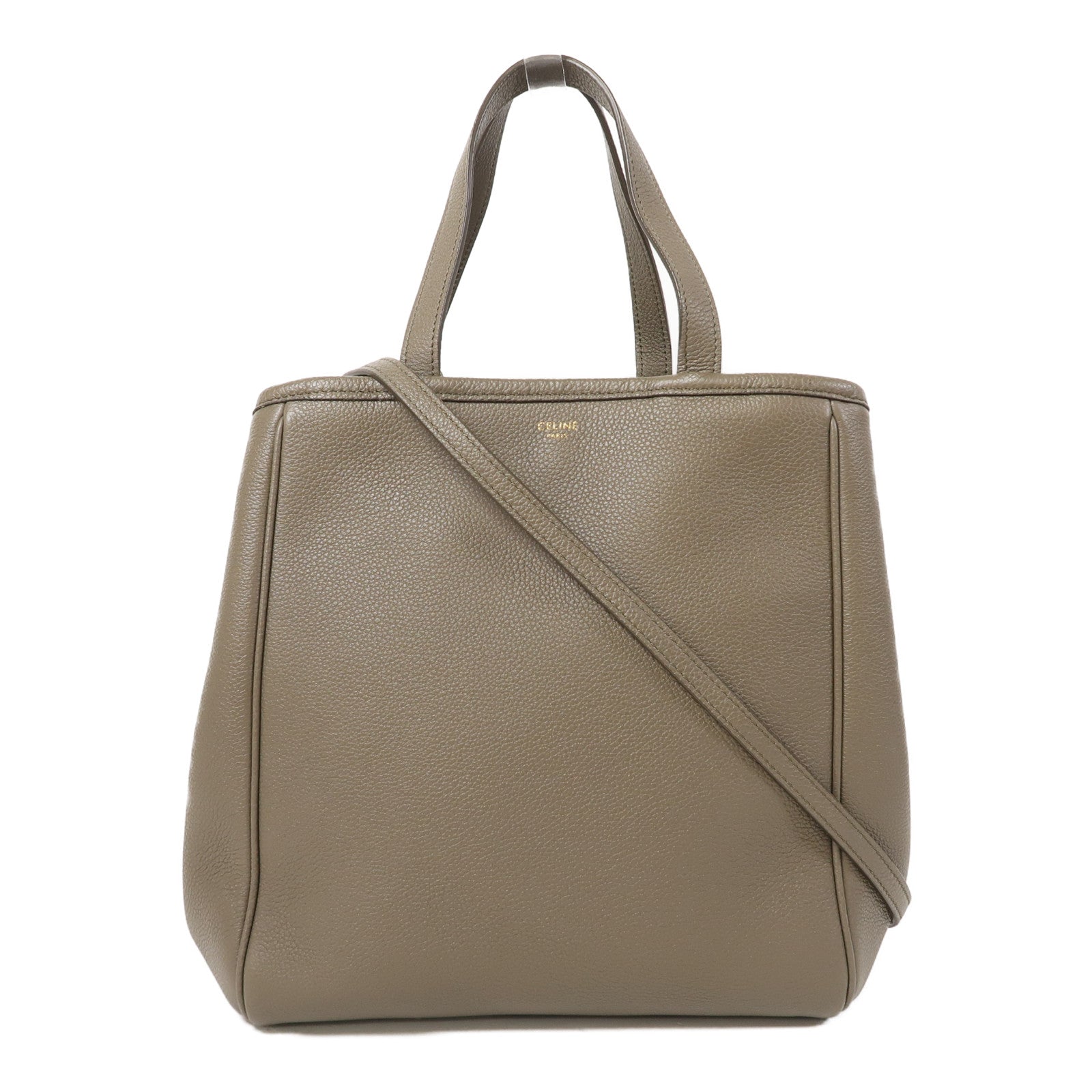 CELINE 【激減優惠】牛皮皮革Folded Cabas金扣手挽肩背兩用袋灰色
