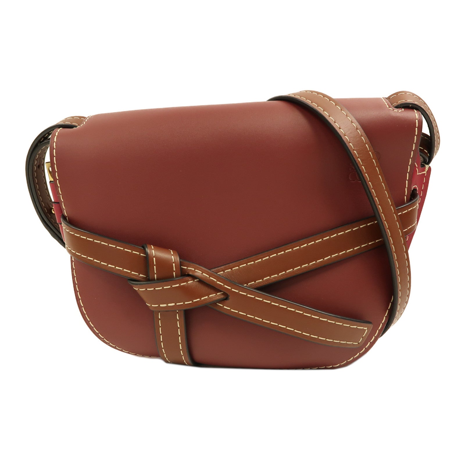 LOEWE 牛皮皮革Gate Small金扣肩背袋紅色