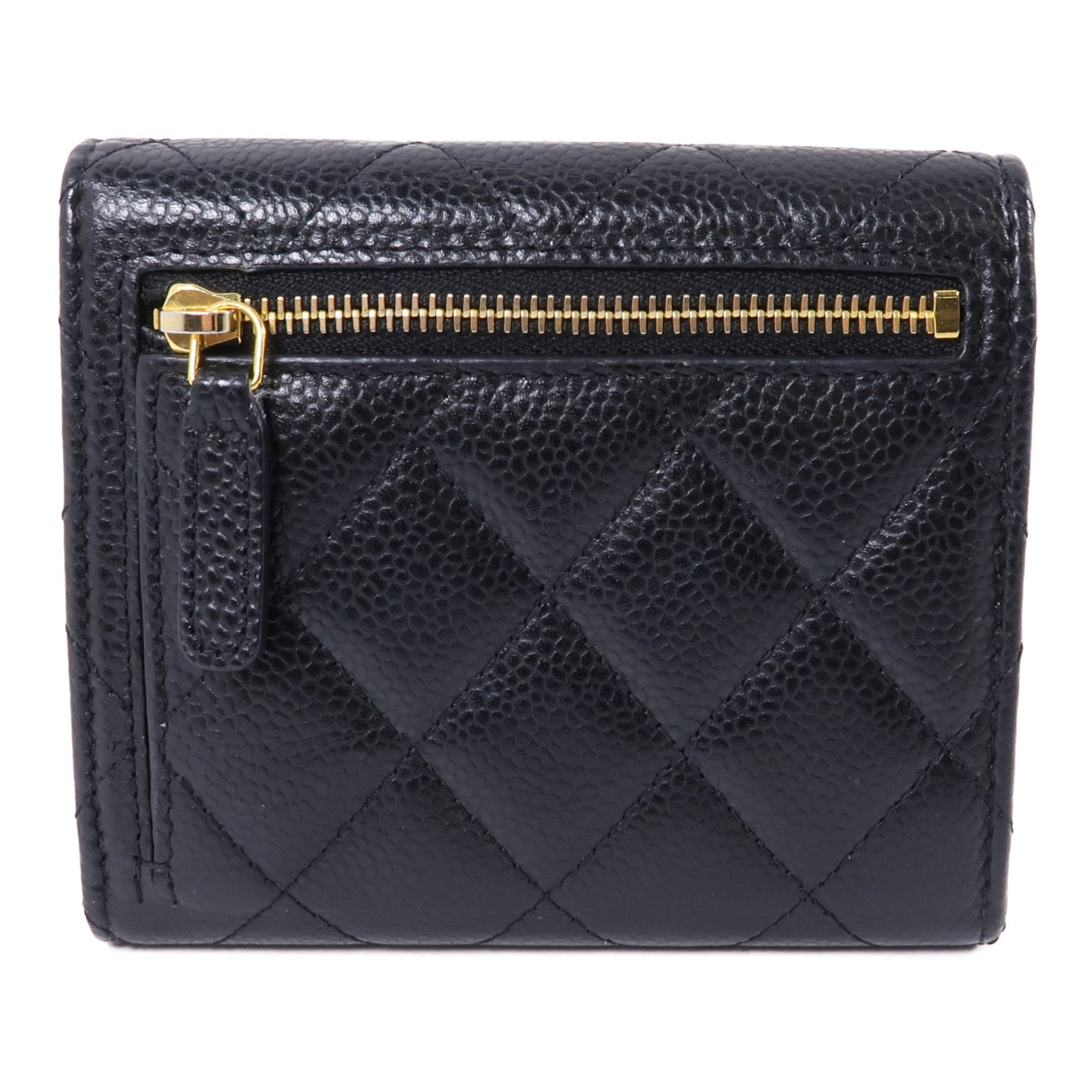 CHANEL 牛皮皮革Wallet金扣錢包黑色