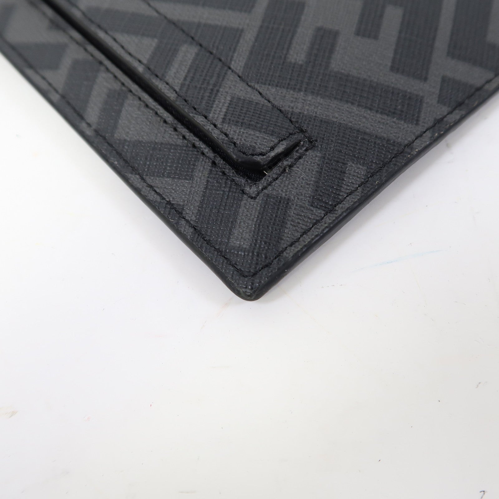 FENDI 塗層帆布/皮革Diagonal Flat Pouch銀扣手拿包黑色/黃色