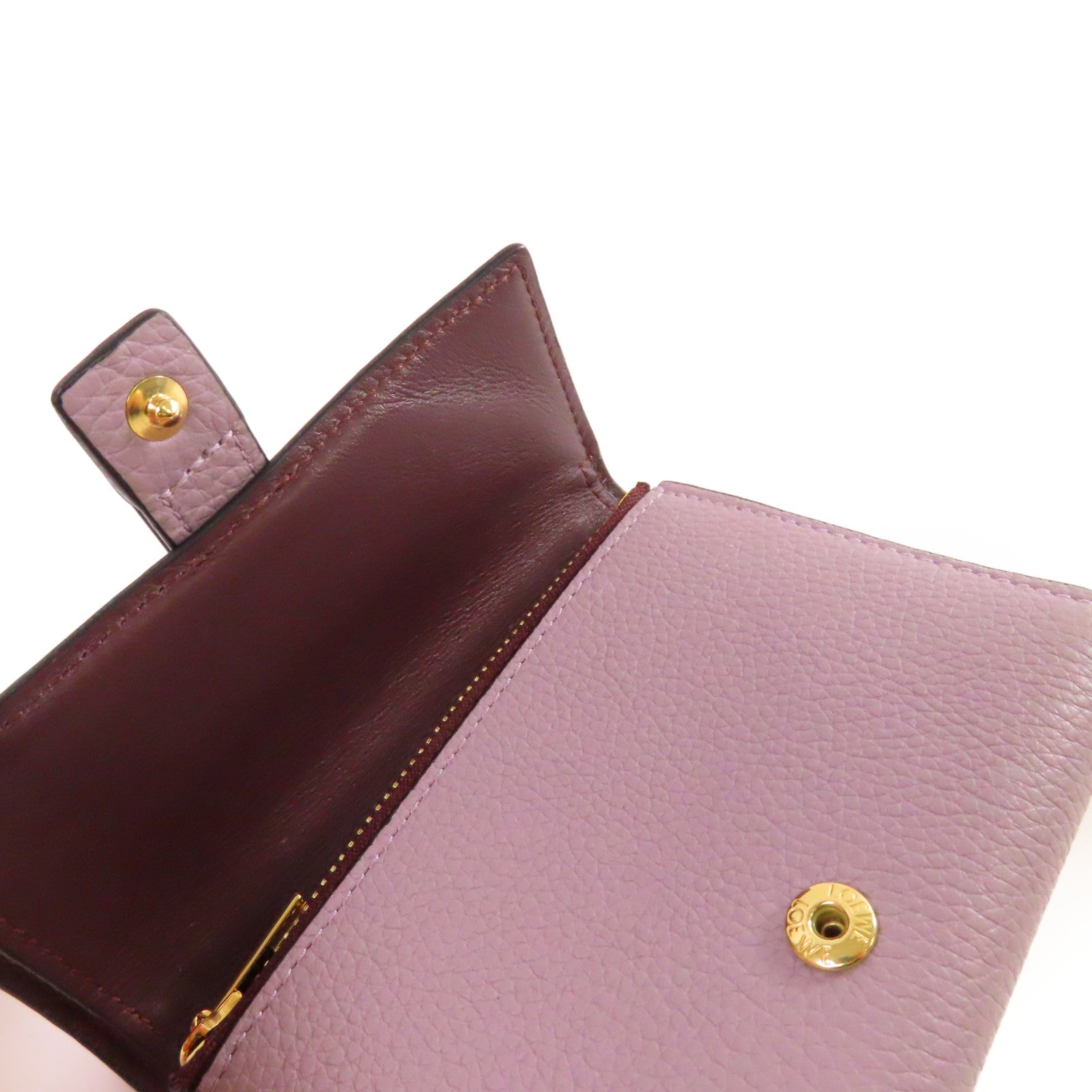 LOEWE 牛皮皮革Vertical Small wallet金扣短錢包紫色