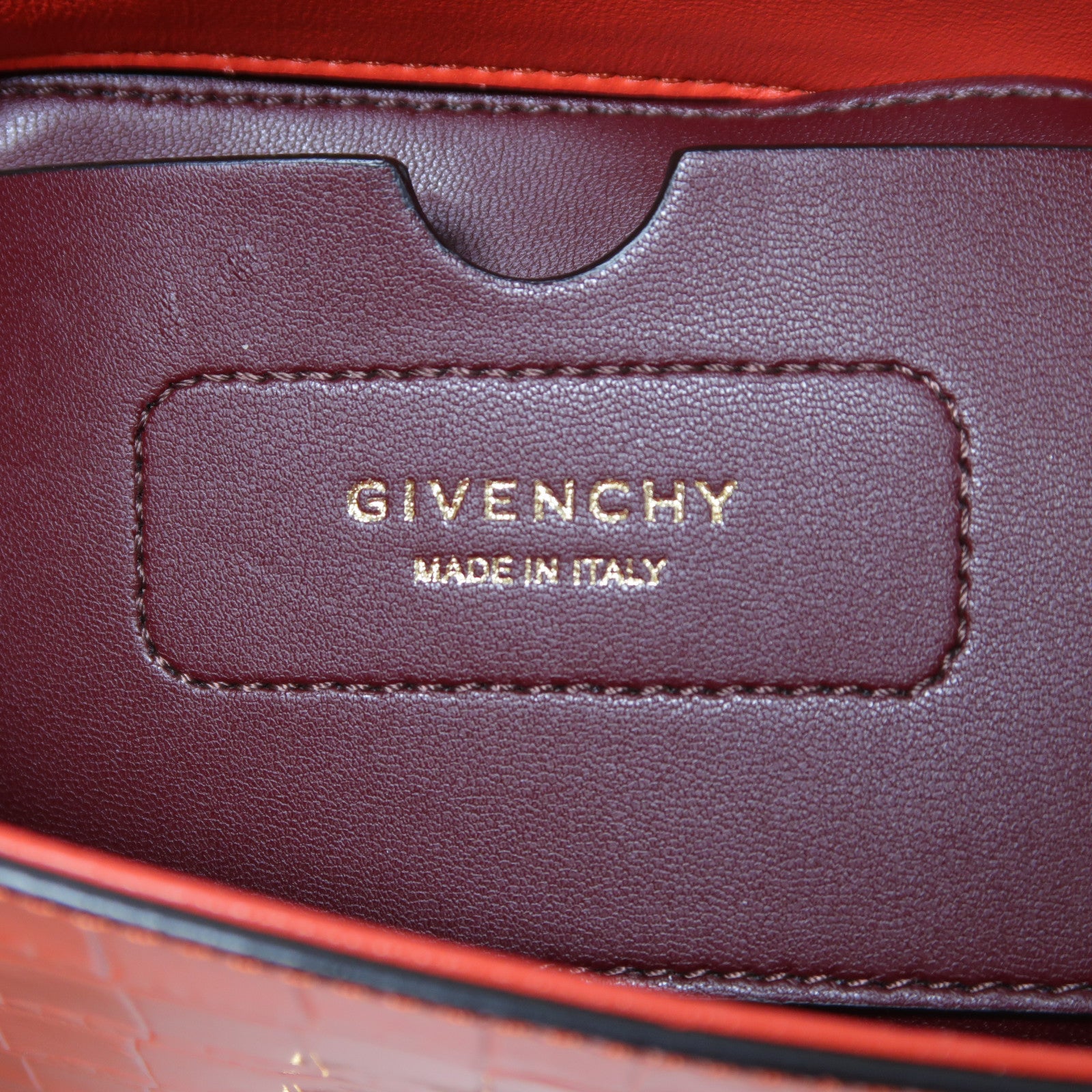 GIVENCHY GHW Shoulder Bag Calfskin Leather Red