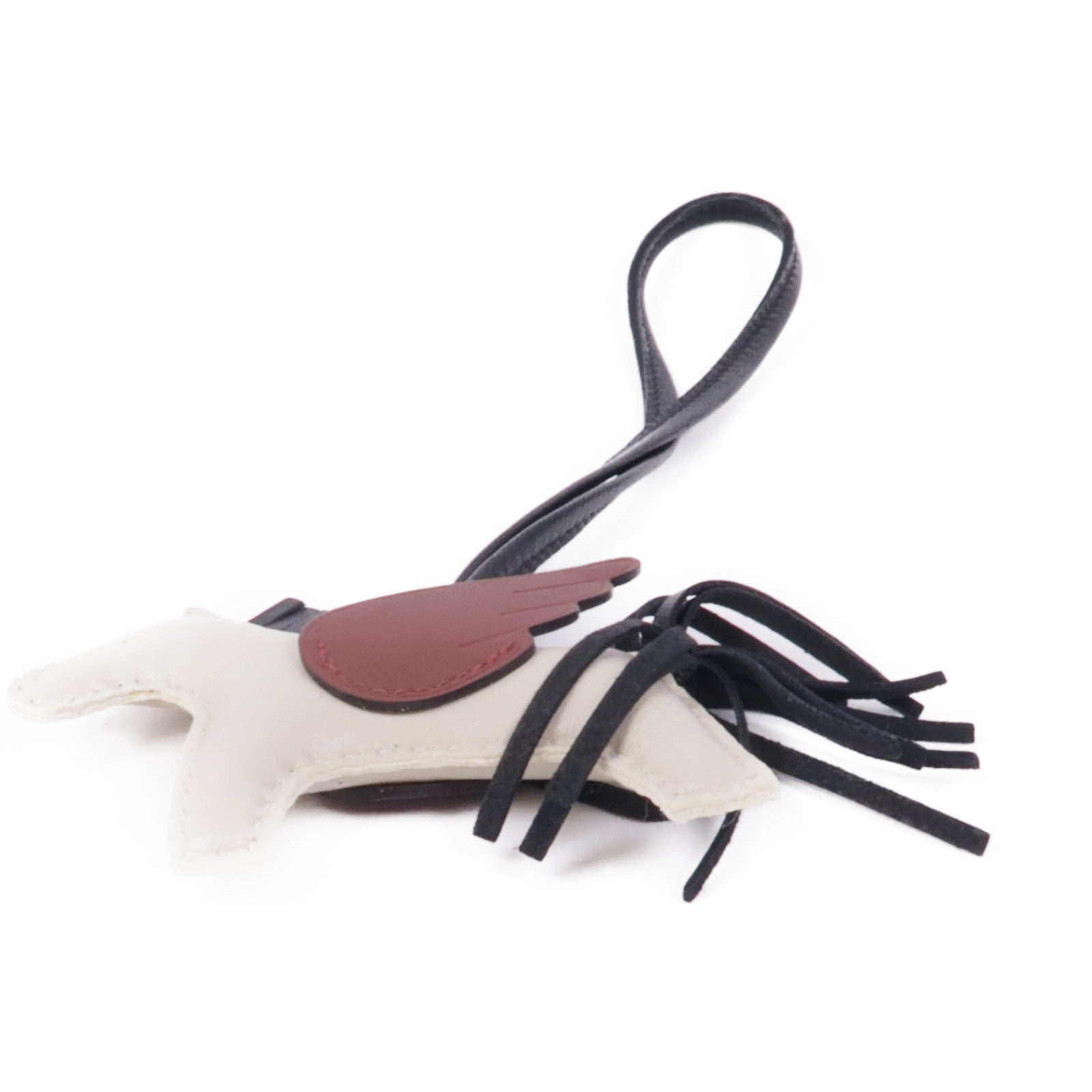 HERMES Rodeo Pegase PM Charm Milo Veau Swift Leather Craie Noir Rouge H