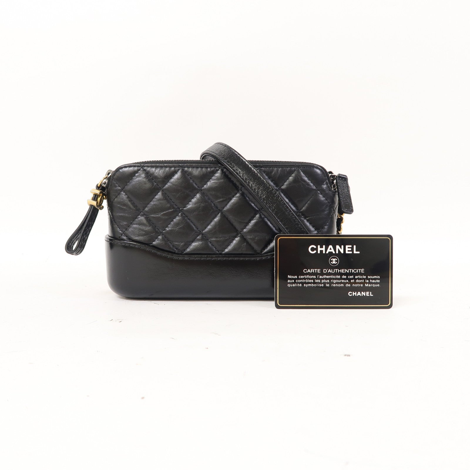 CHANEL 【激減優惠】菱格牛皮皮革Gabrielle Wallet On Chain鏈帶肩背袋黑色