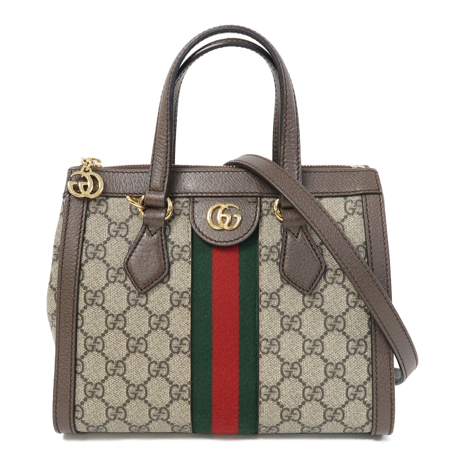 GUCCI 塗層帆布Ophidia Small Tote金扣手挽肩背兩用袋啡色