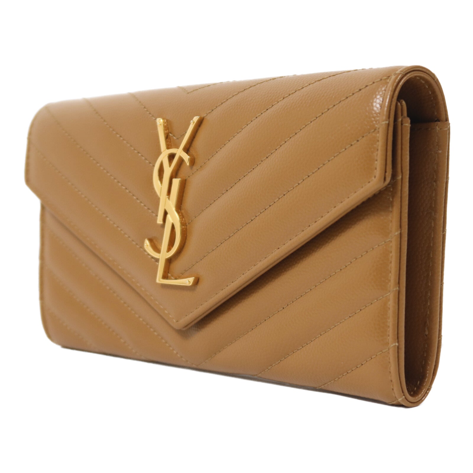 SAINT LAURENT 【激減優惠】牛皮皮革Large Flap Wallet金扣長錢包