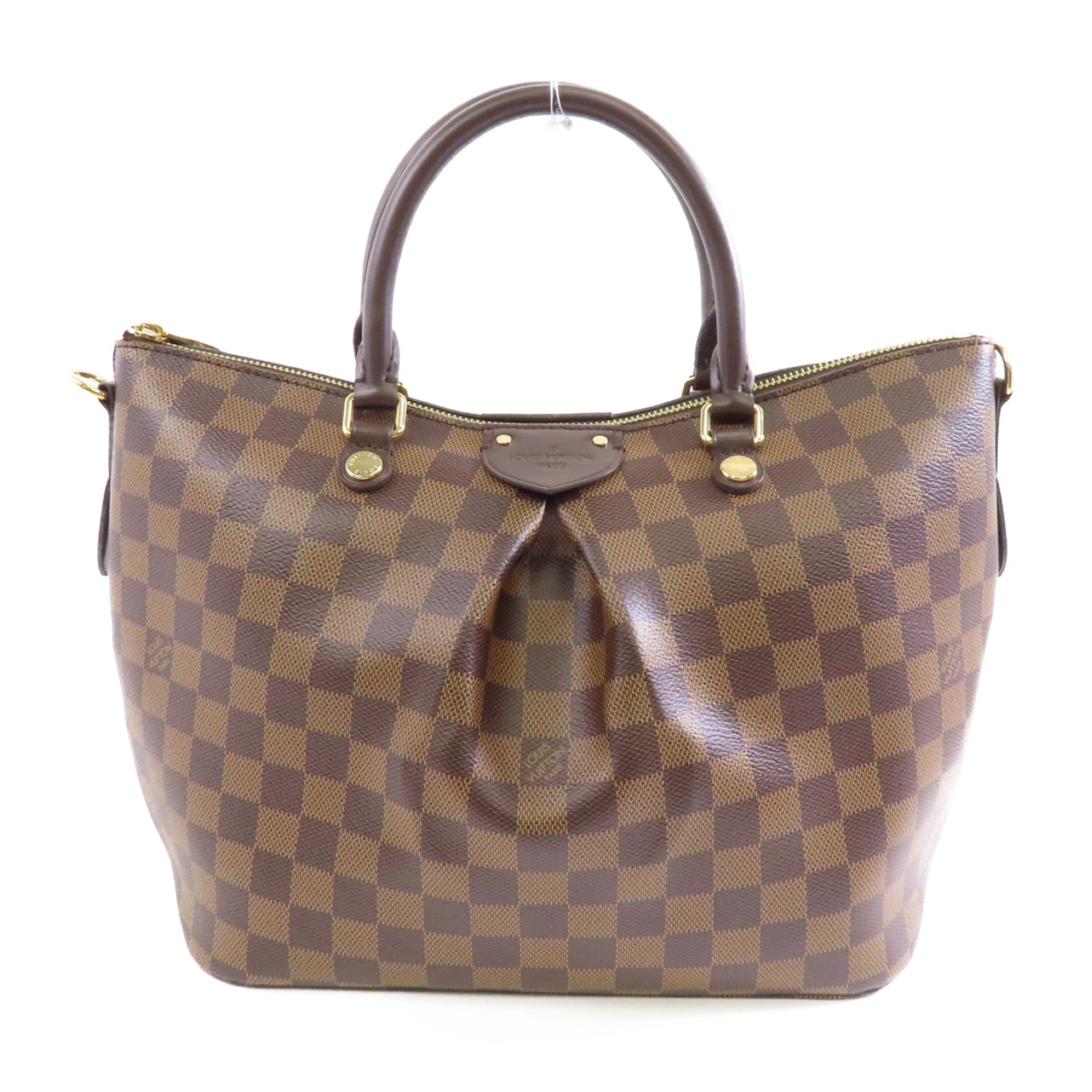 LOUIS VUITTON Damier Siena MM金扣肩背袋棕色