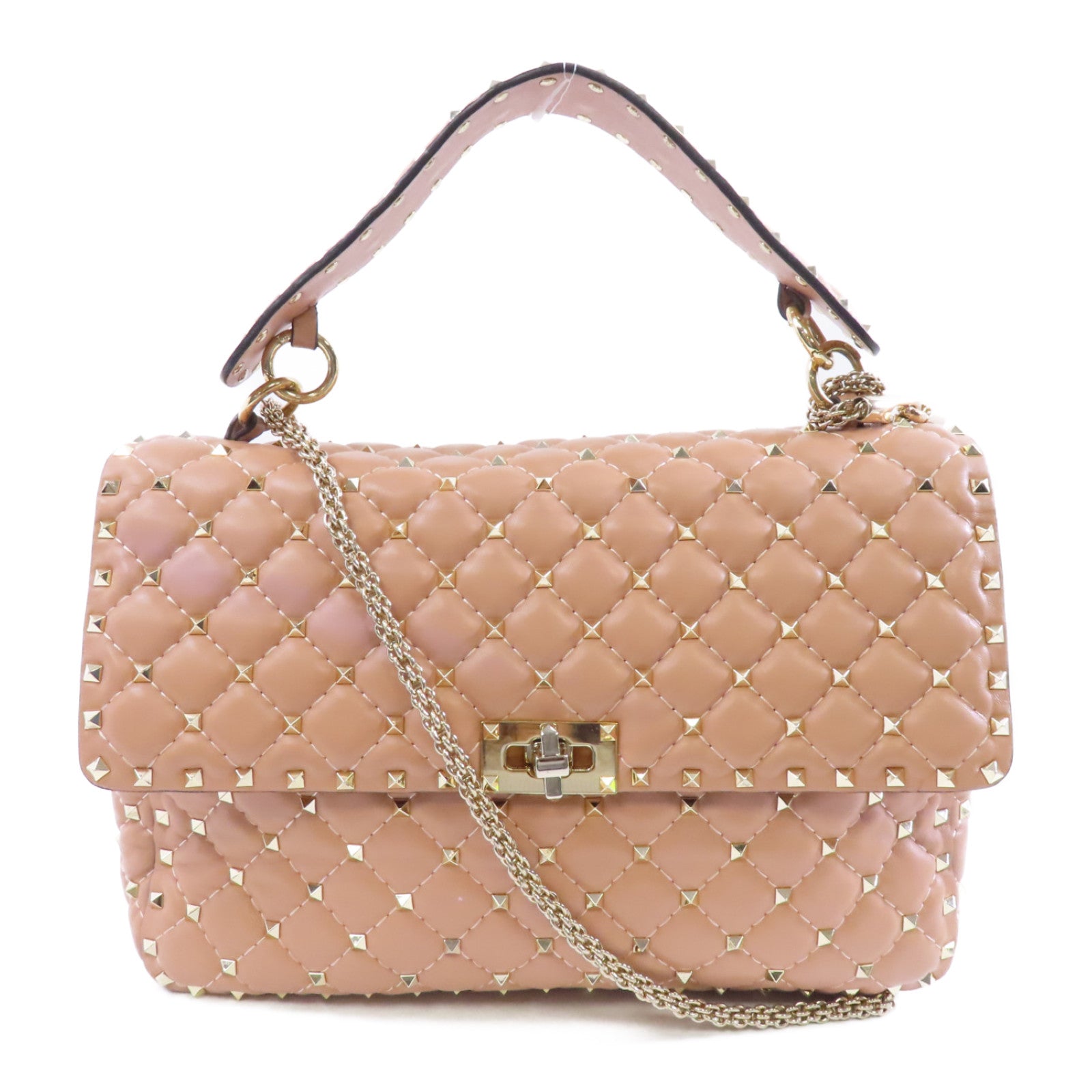 Valentino 牛皮皮革2way Shoulder Bag金扣手挽肩背兩用袋粉紅色