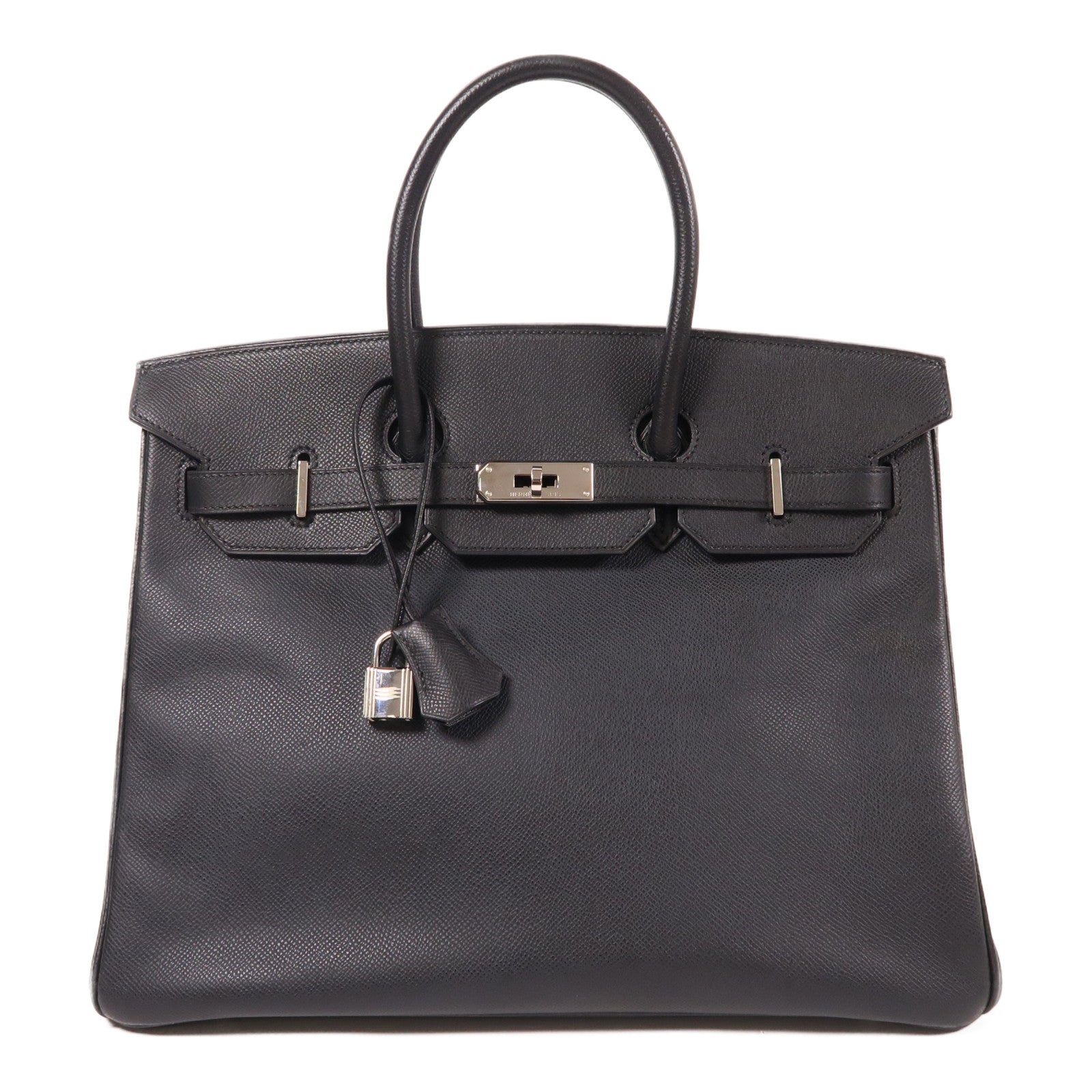 HERMES Epsom皮革Birkin 35銀扣手挽袋黑色