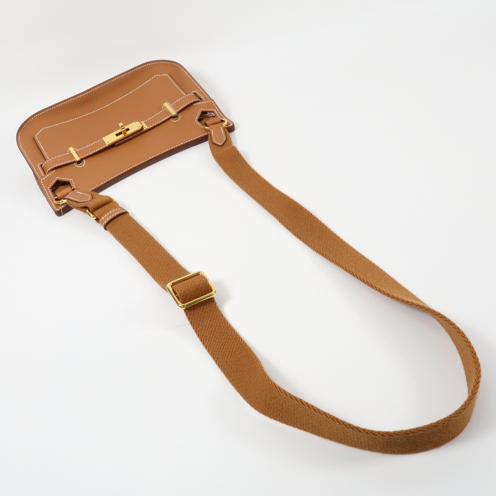 HERMES Evercolor皮革Mini Jypsiere金扣肩背袋Gold