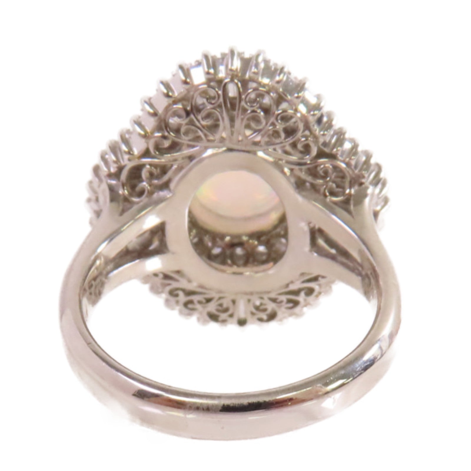 JEWELRY PT900鉑金/2.79ct蛋白石/1.73ct鑚石Opal Diamond Ring戒指US#6.25