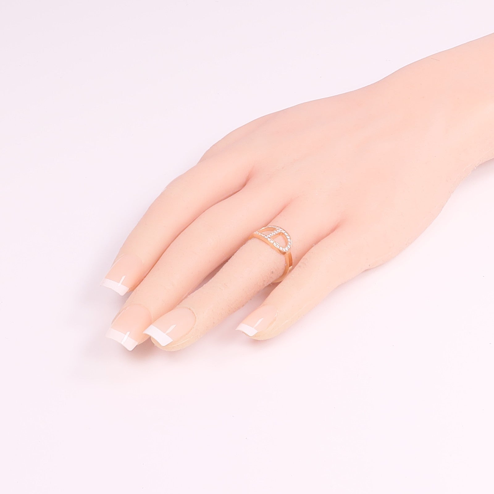 HERMES 18K玫瑰金Chaine d'ancre Contour鑽石戒指