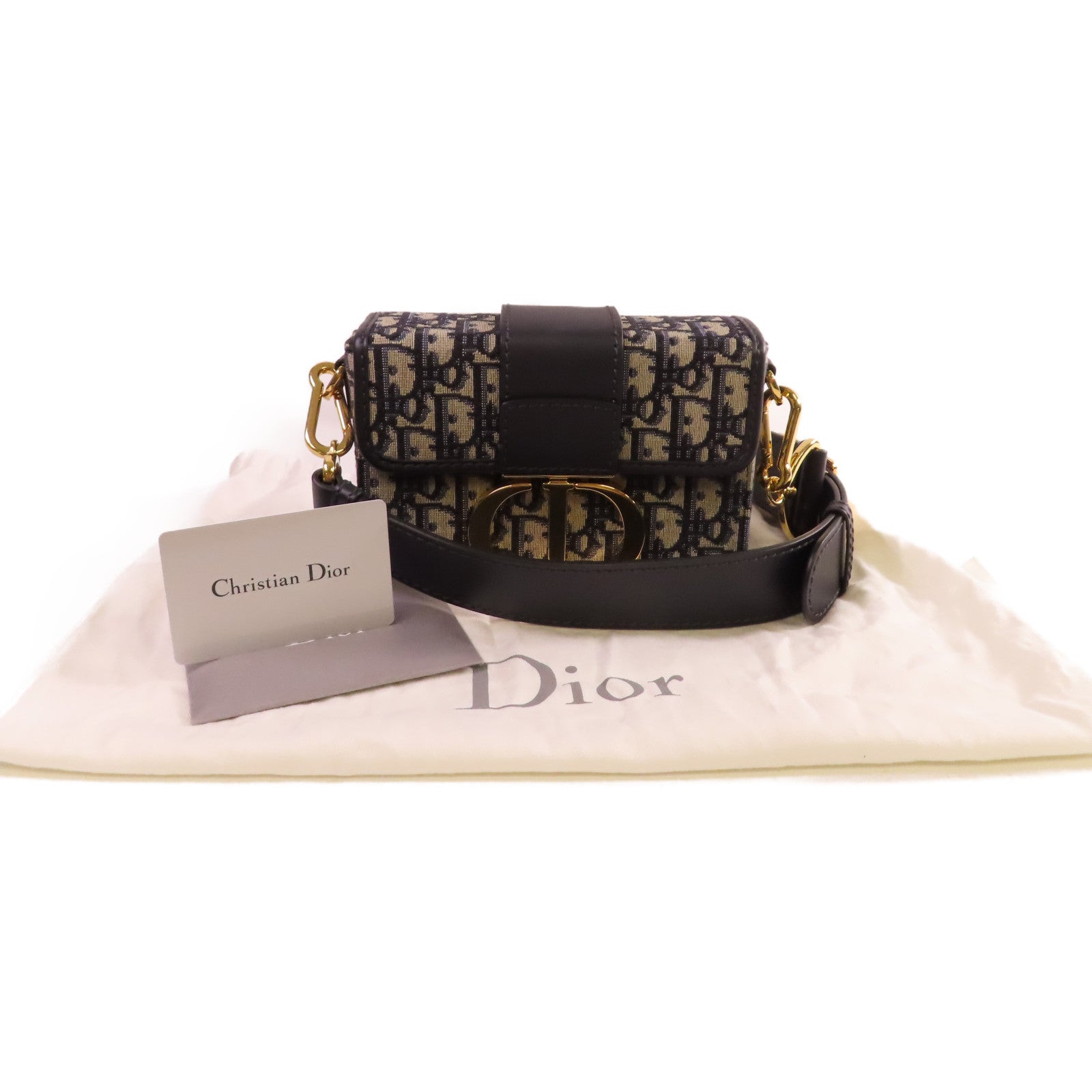 Dior Oblique帆布30 Montaigne Mini Shoulder Bag金扣肩背袋寶藍色
