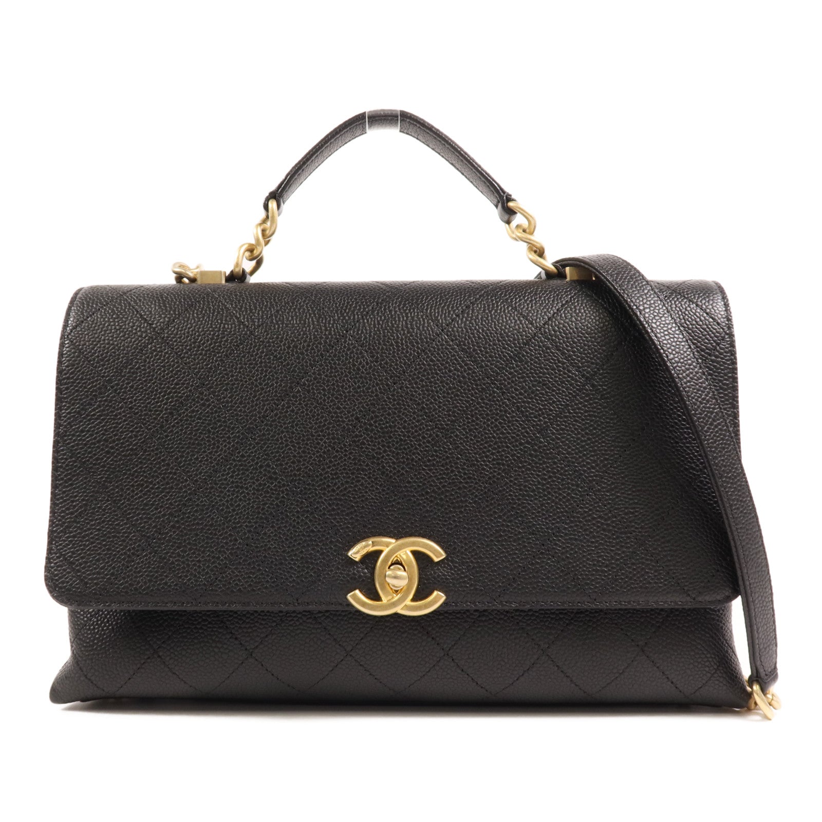 CHANEL 【激減優惠】牛皮皮革2 Way Shoulder Bag金扣手挽肩背兩用袋
