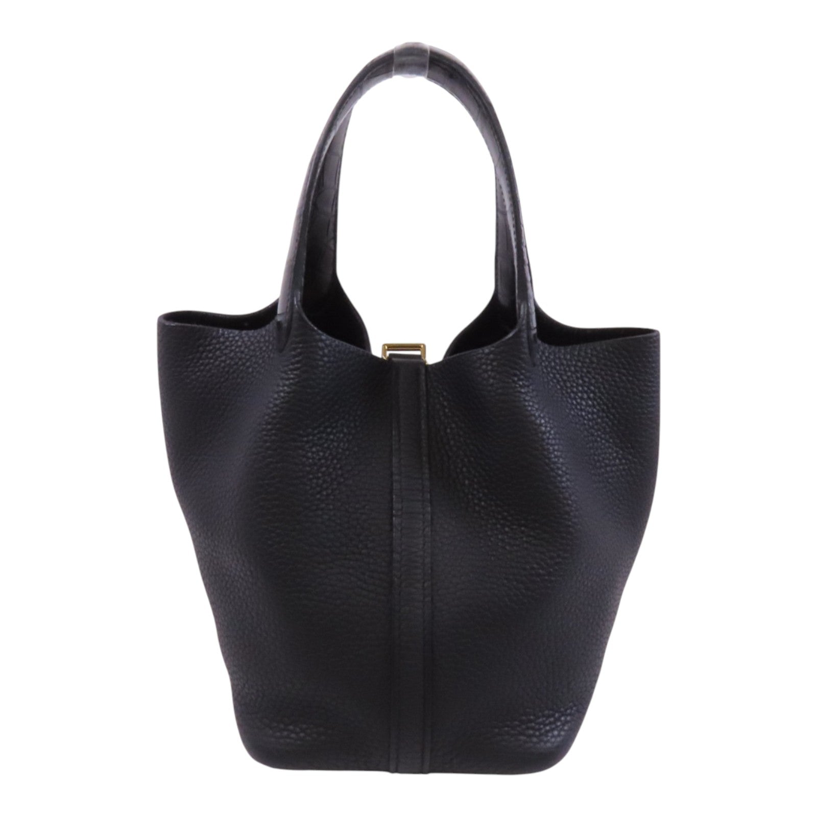 HERMES Clemence皮革/鱷魚皮革Picotin PM Touch金扣手挽袋