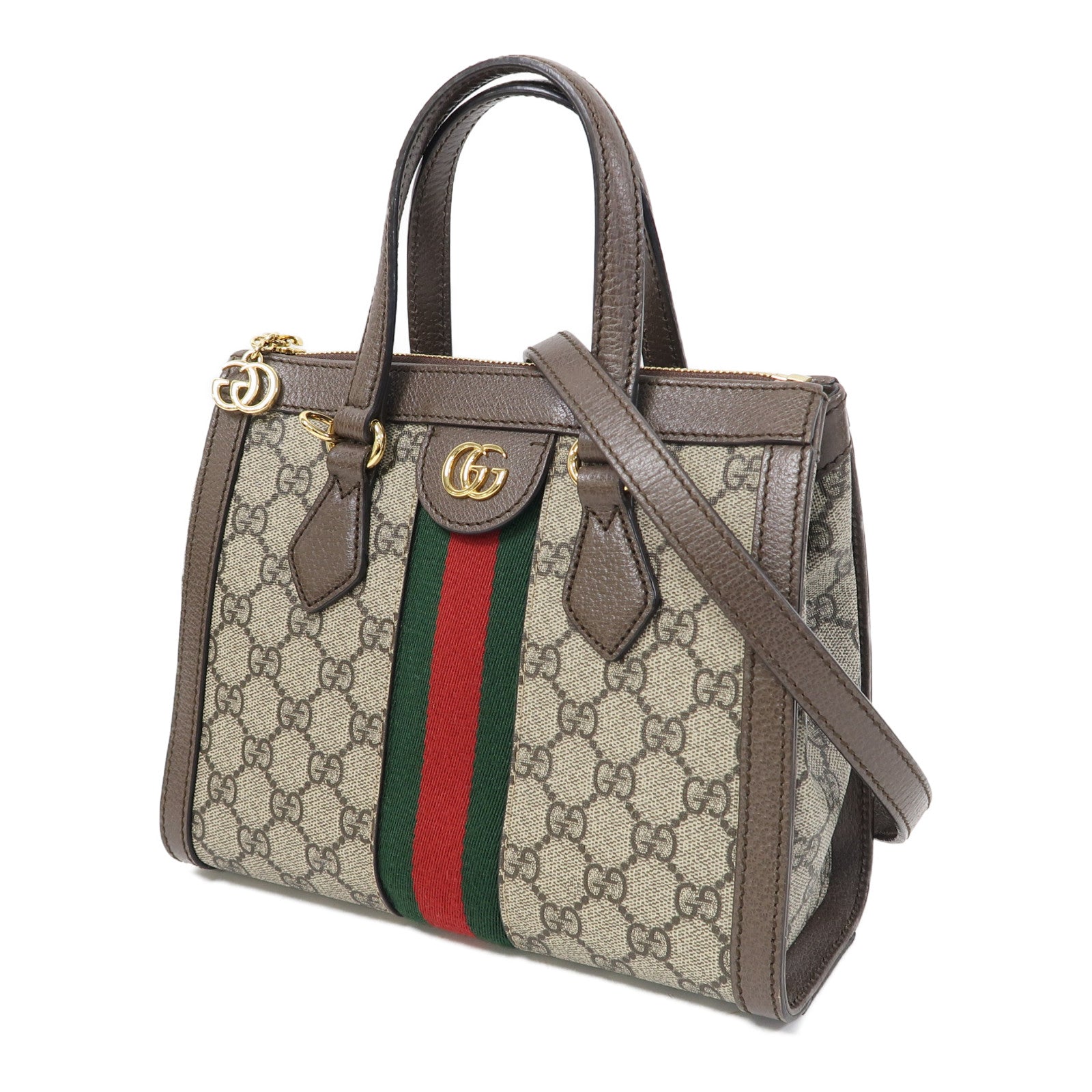 GUCCI 塗層帆布Ophidia Small Tote金扣手挽肩背兩用袋啡色