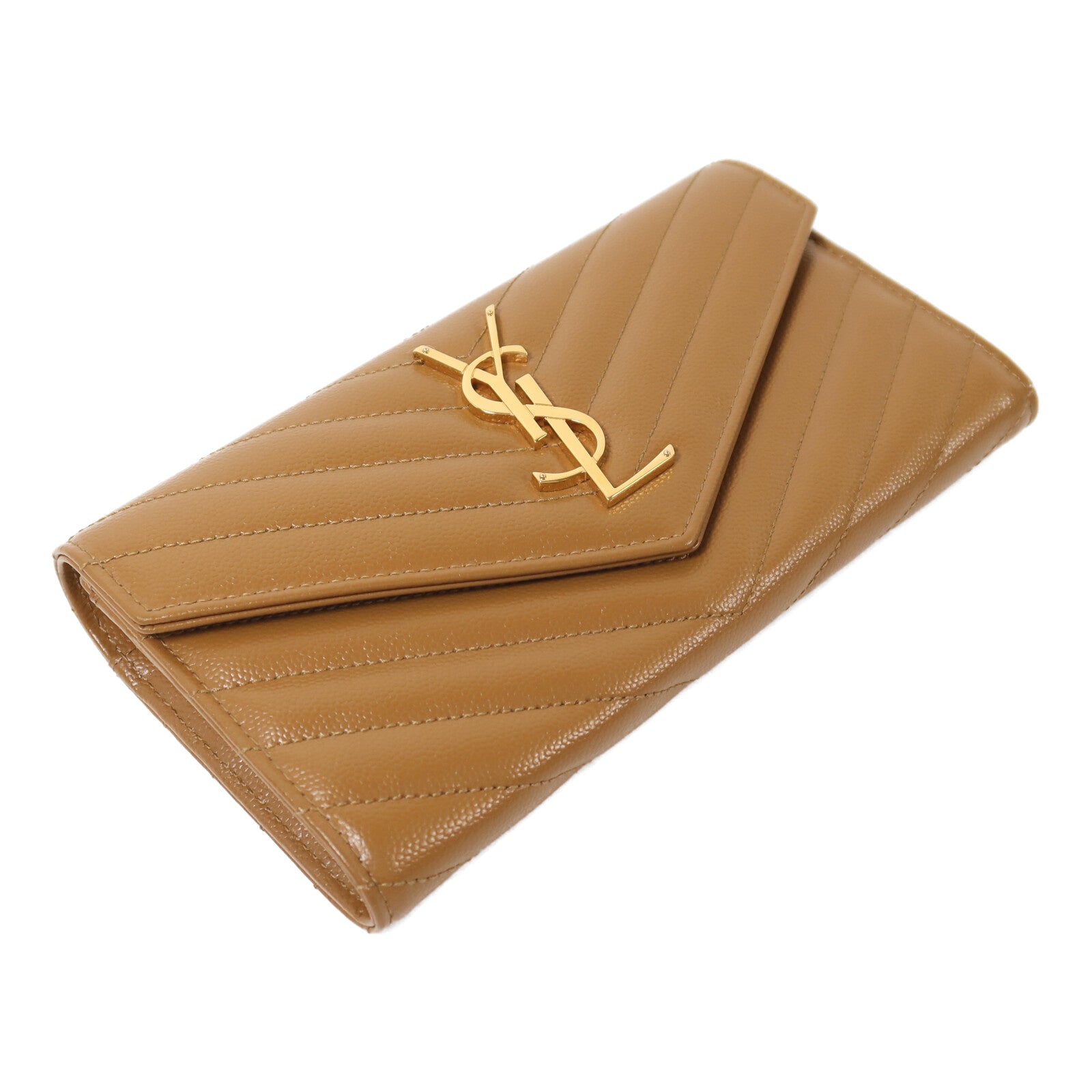 SAINT LAURENT 【激減優惠】牛皮皮革Large Flap Wallet金扣長錢包