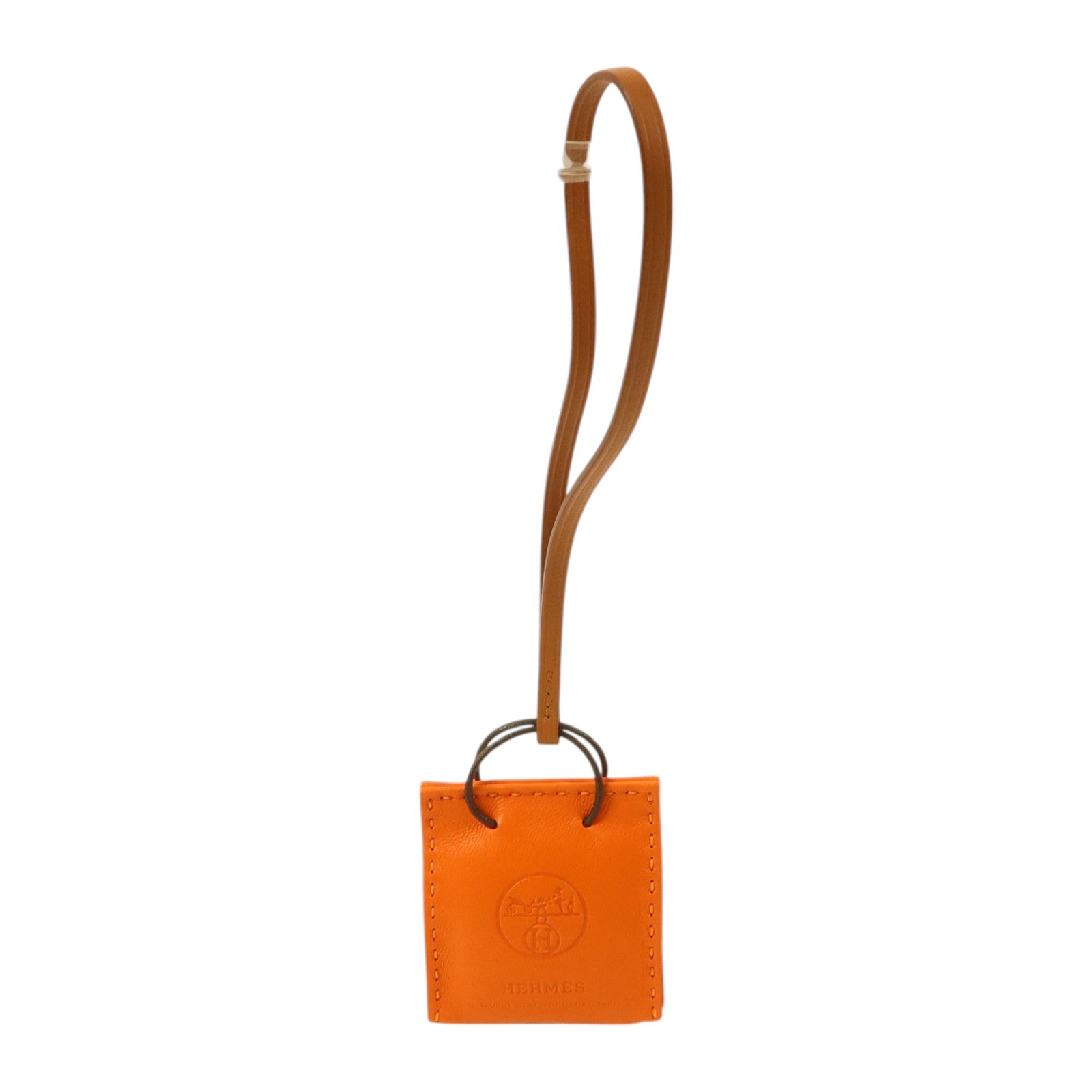 HERMES Milo皮革Sac Orange Bag Charm掛飾