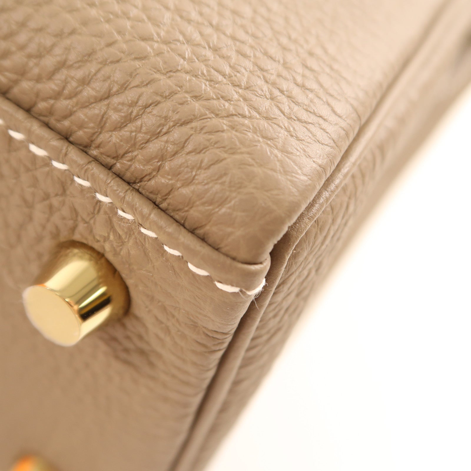 HERMES Celemence皮革Kelly 25金扣手挽肩背兩用袋Etoupe