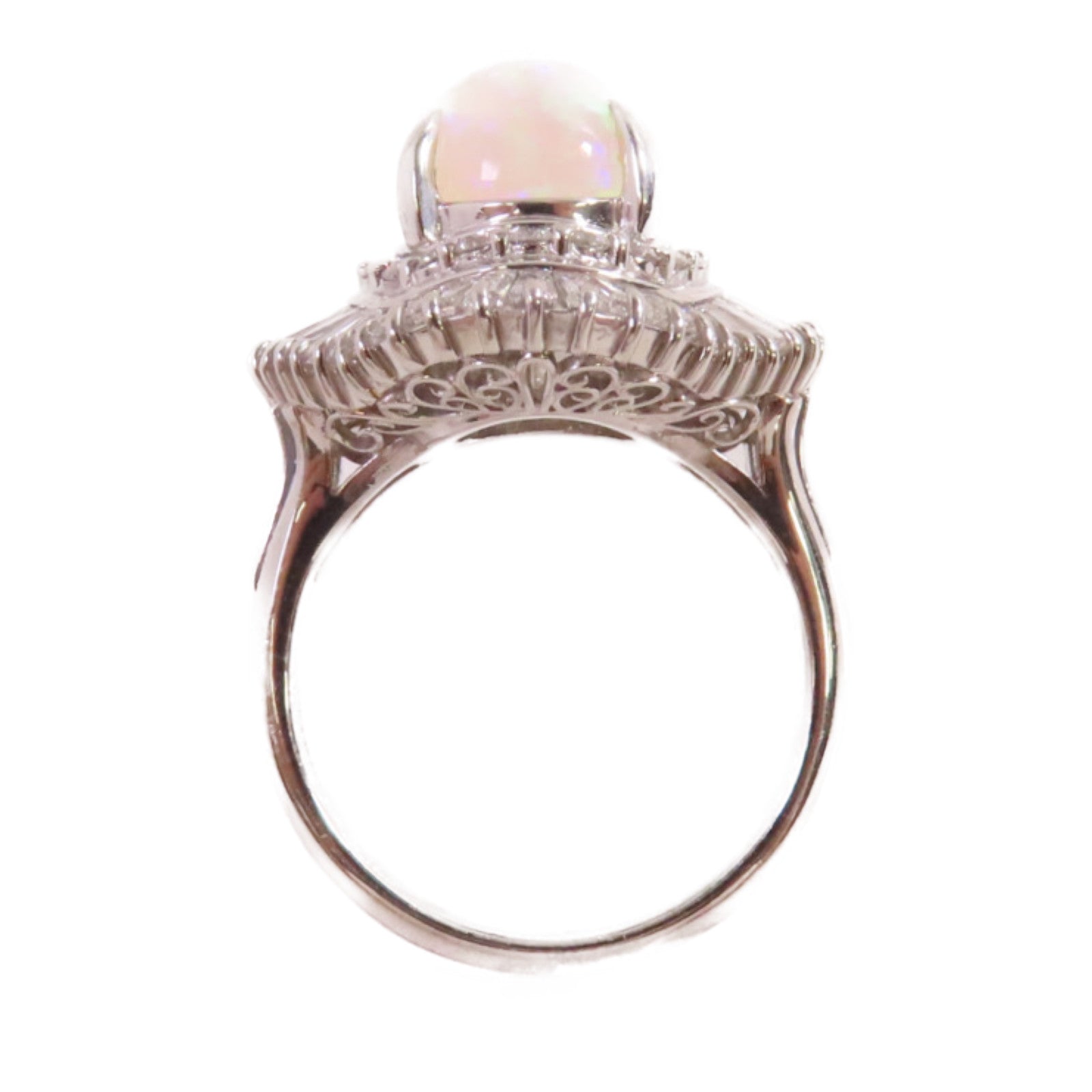 JEWELRY PT900鉑金/2.79ct蛋白石/1.73ct鑚石Opal Diamond Ring戒指US#6.25