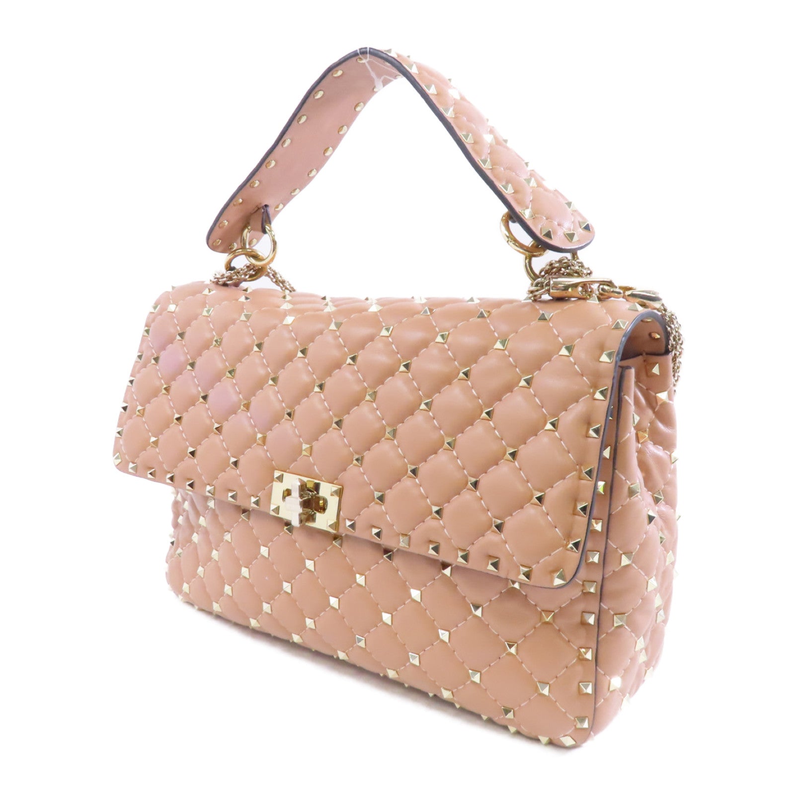 Valentino 牛皮皮革2way Shoulder Bag金扣手挽肩背兩用袋粉紅色