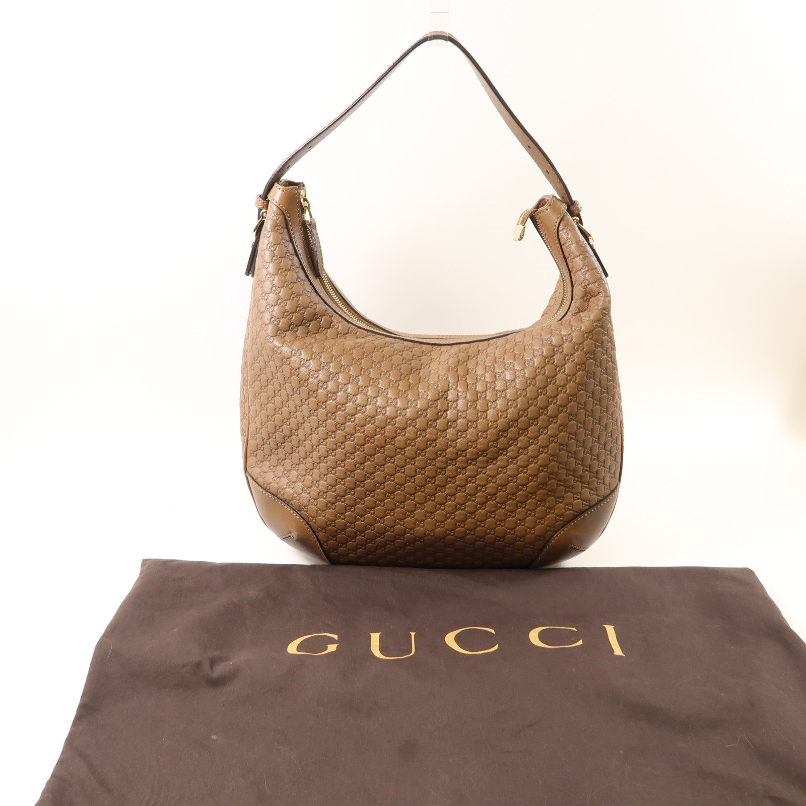 GUCCI GG SHW Shoulder Bag 309618 Calfskin Leather Brown