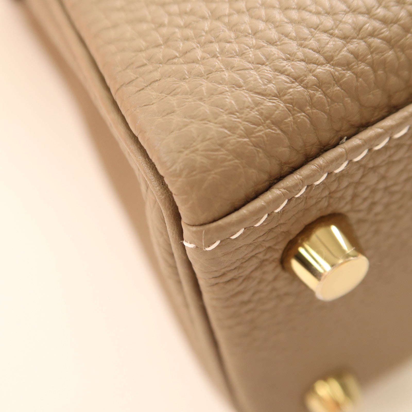 HERMES Celemence皮革Kelly 25金扣手挽肩背兩用袋Etoupe
