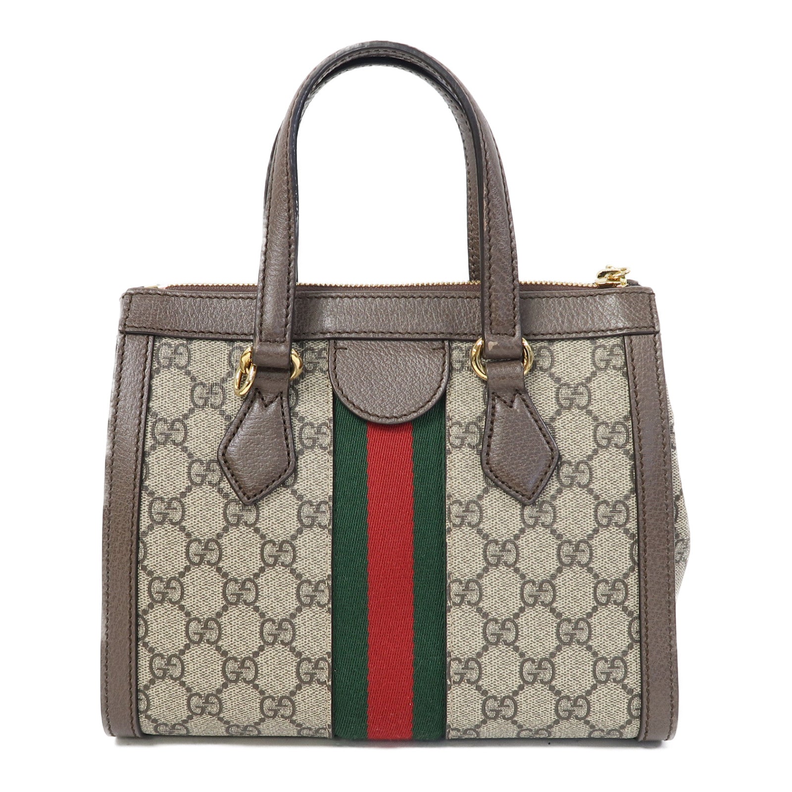 GUCCI 塗層帆布Ophidia Small Tote金扣手挽肩背兩用袋啡色