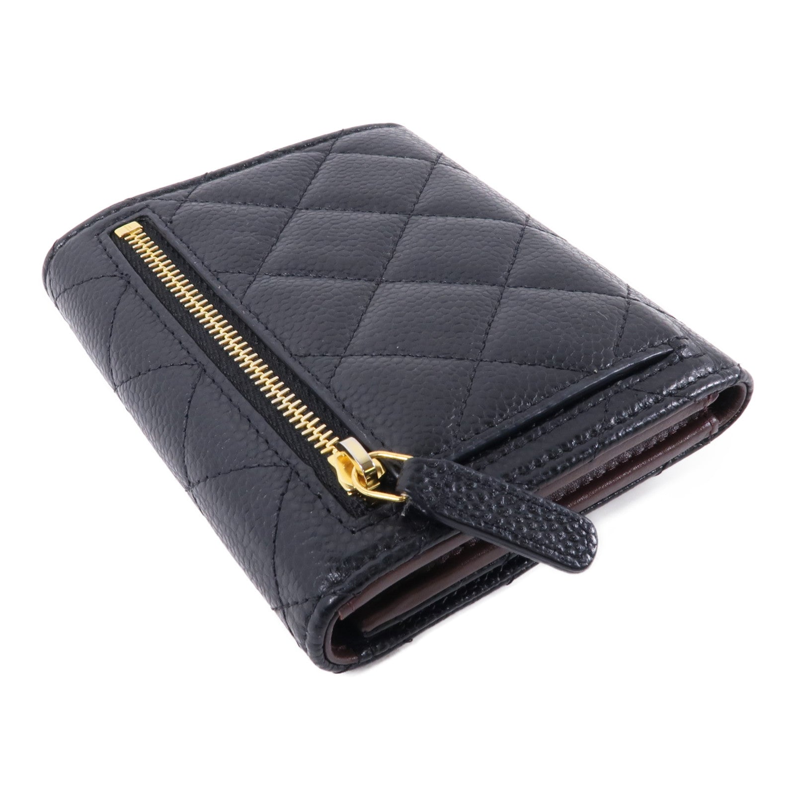 CHANEL 牛皮皮革Wallet金扣錢包黑色