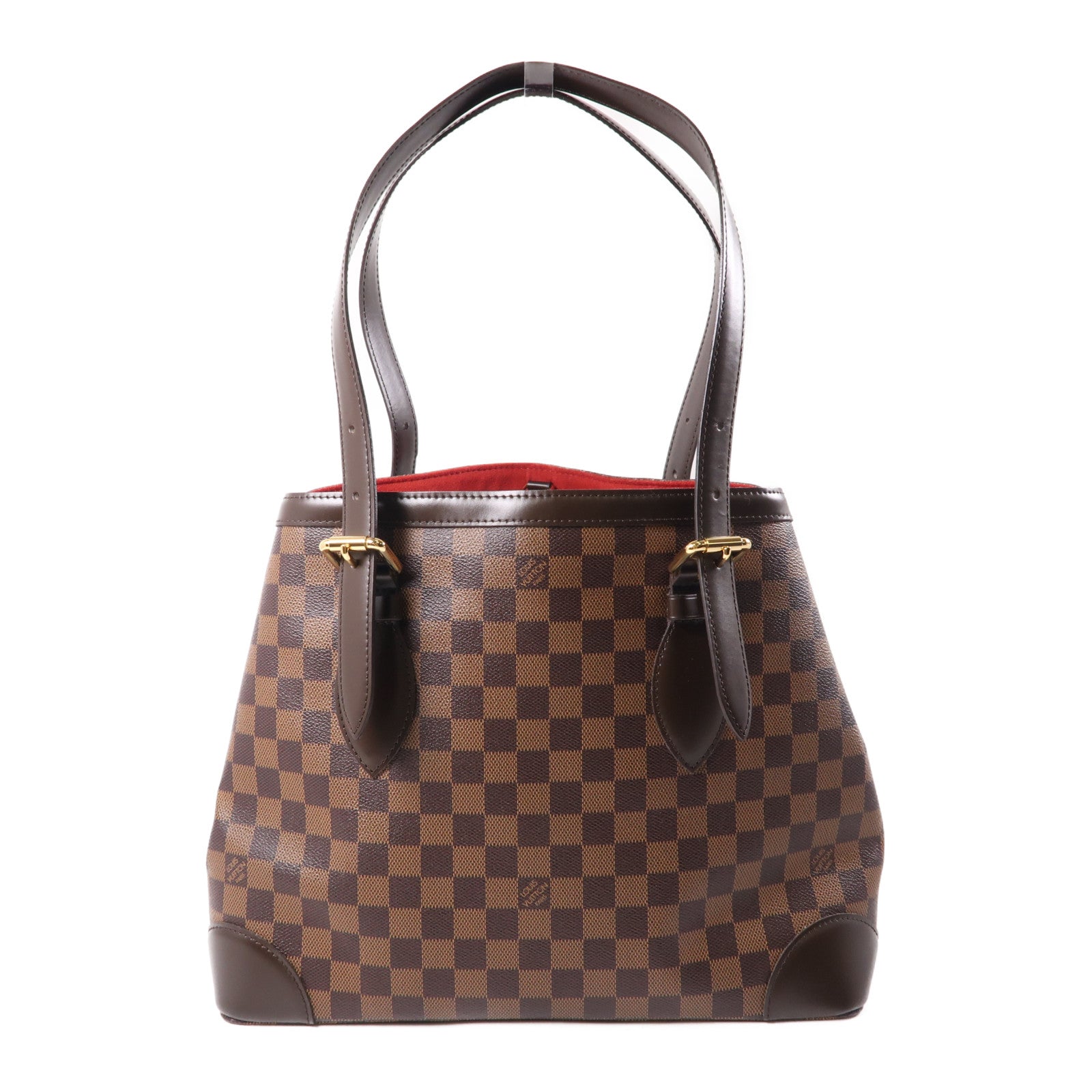 LOUIS VUITTON Damier Hampstead MM金扣肩背袋棕色